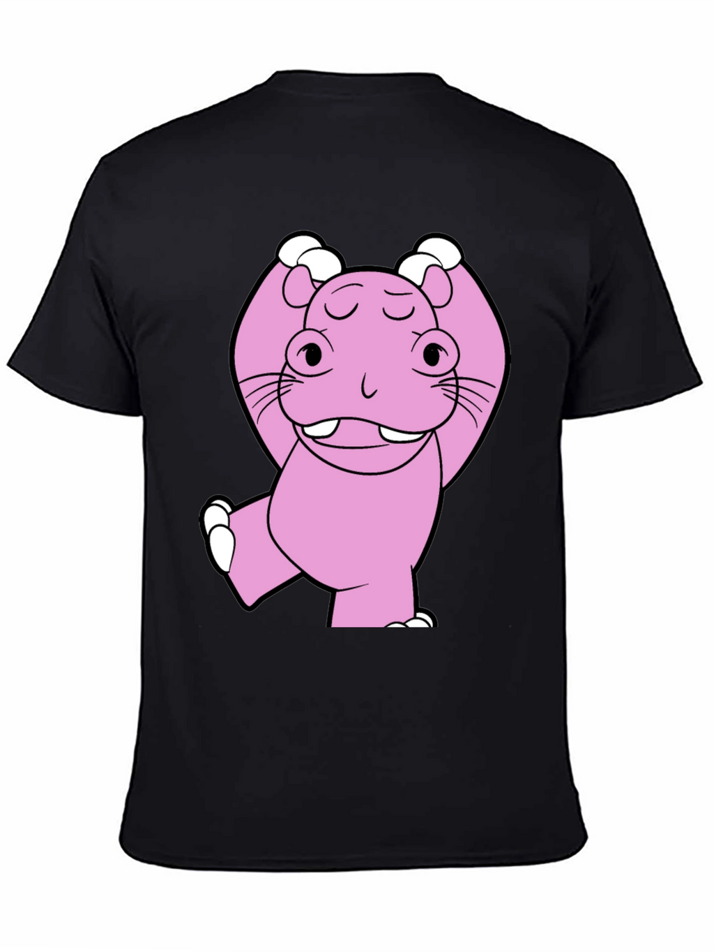 Pink Hippo Cartoon T-Shirt - Unisex Cotton Tee