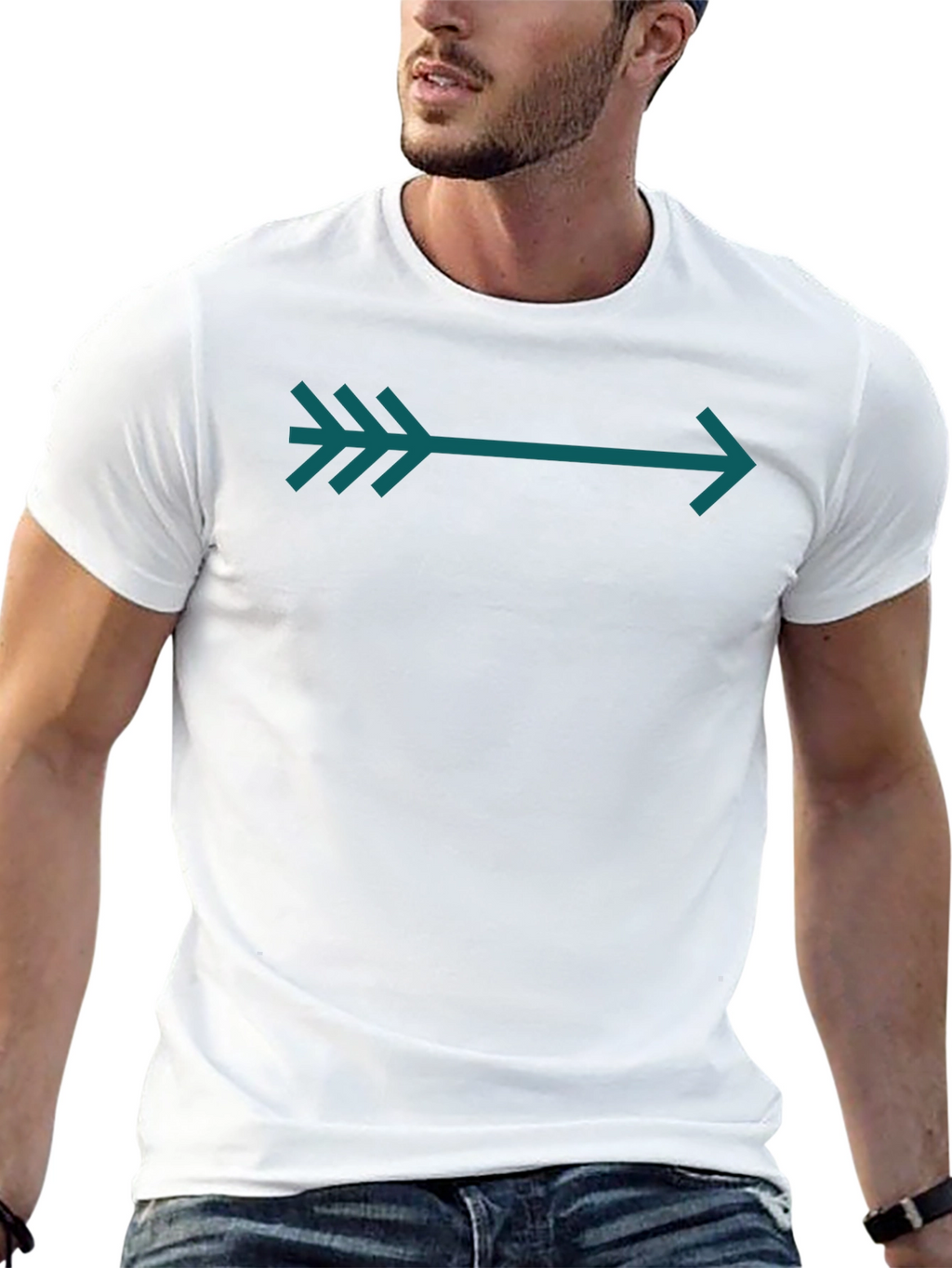 Arrow Graphic Tee - Teal on Black