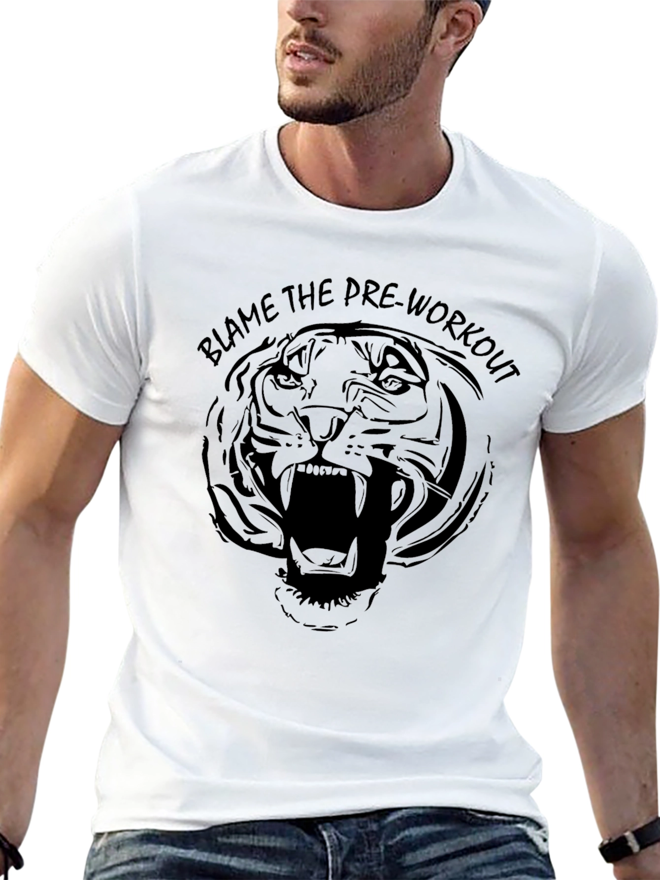 Blame the Pre-Workout Tiger Graphic Tee