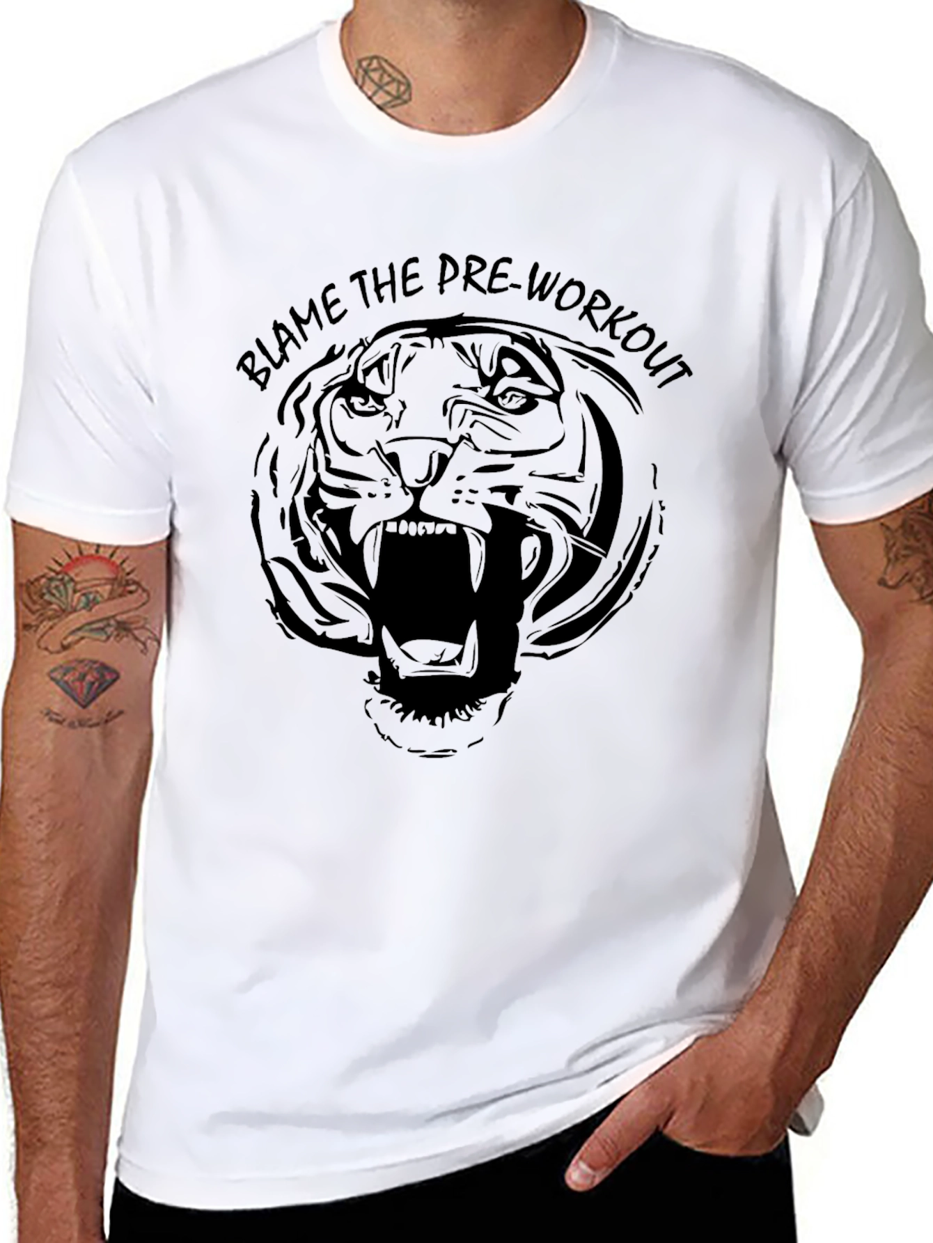 Blame the Pre-Workout Tiger Graphic Tee