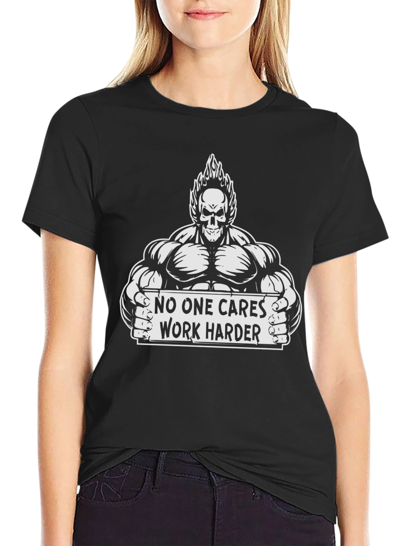 Motivational Gym T-Shirt: No One Cares Work Harder