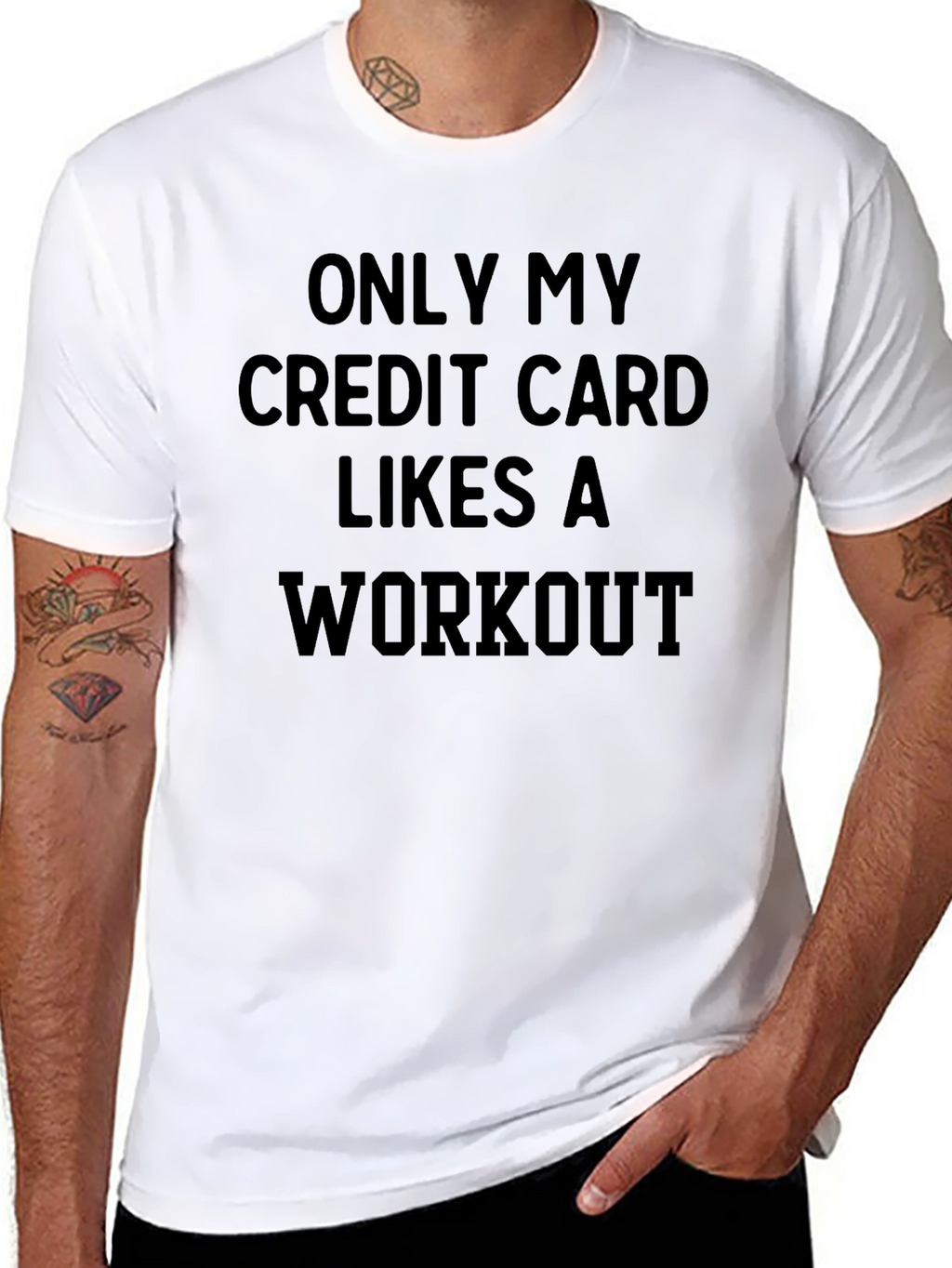 Funny Workout T-Shirt: Credit Card Likes Exercise