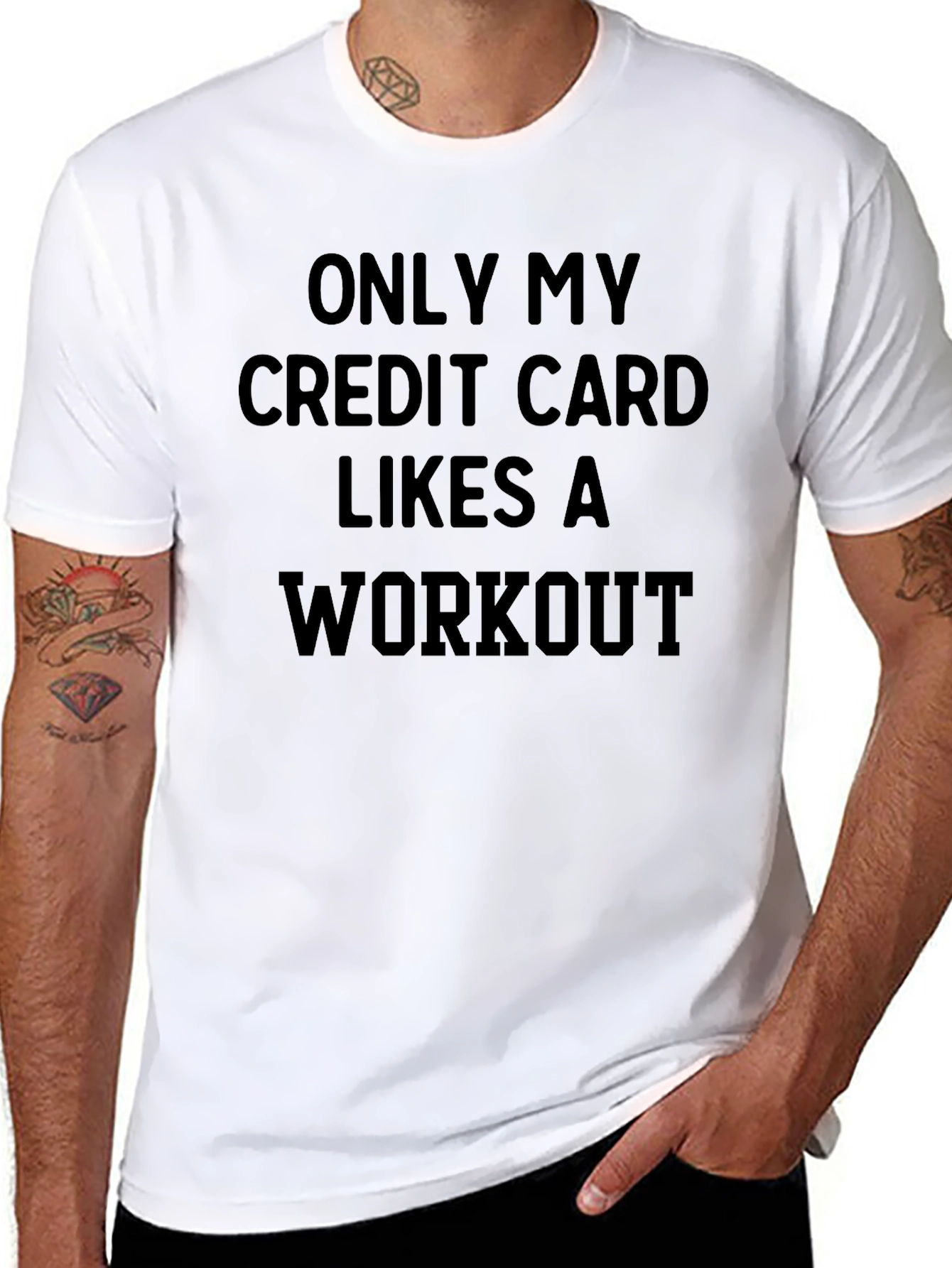 Funny Workout T-Shirt: Credit Card Likes Exercise
