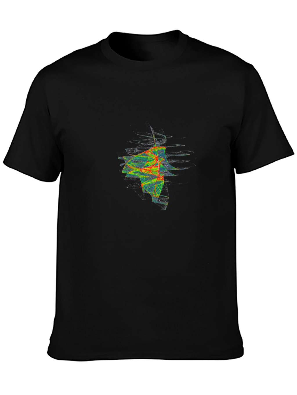 Abstract Fractal Graphic Black Tee