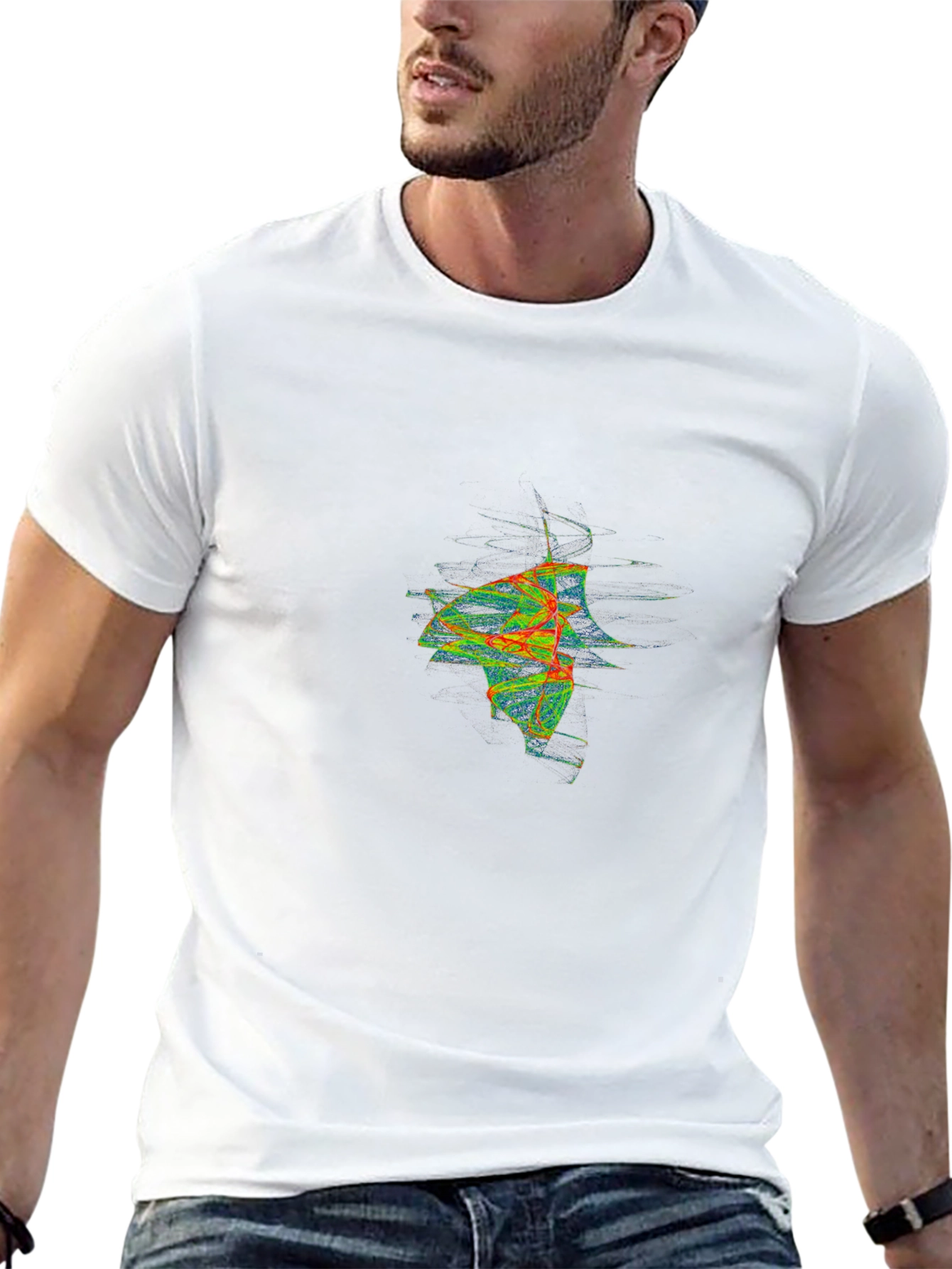 Abstract Fractal Graphic Black Tee