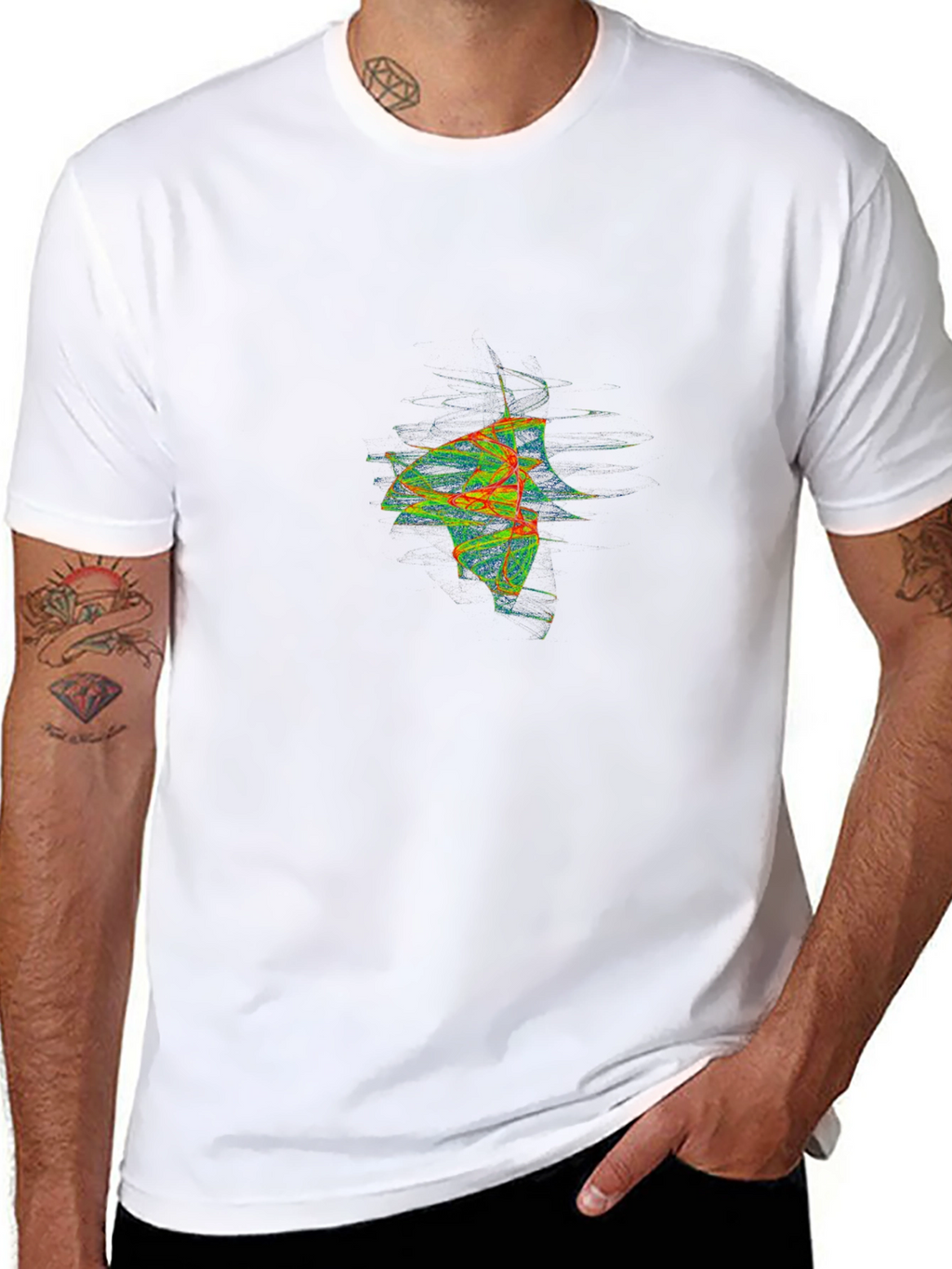 Abstract Fractal Graphic Black Tee