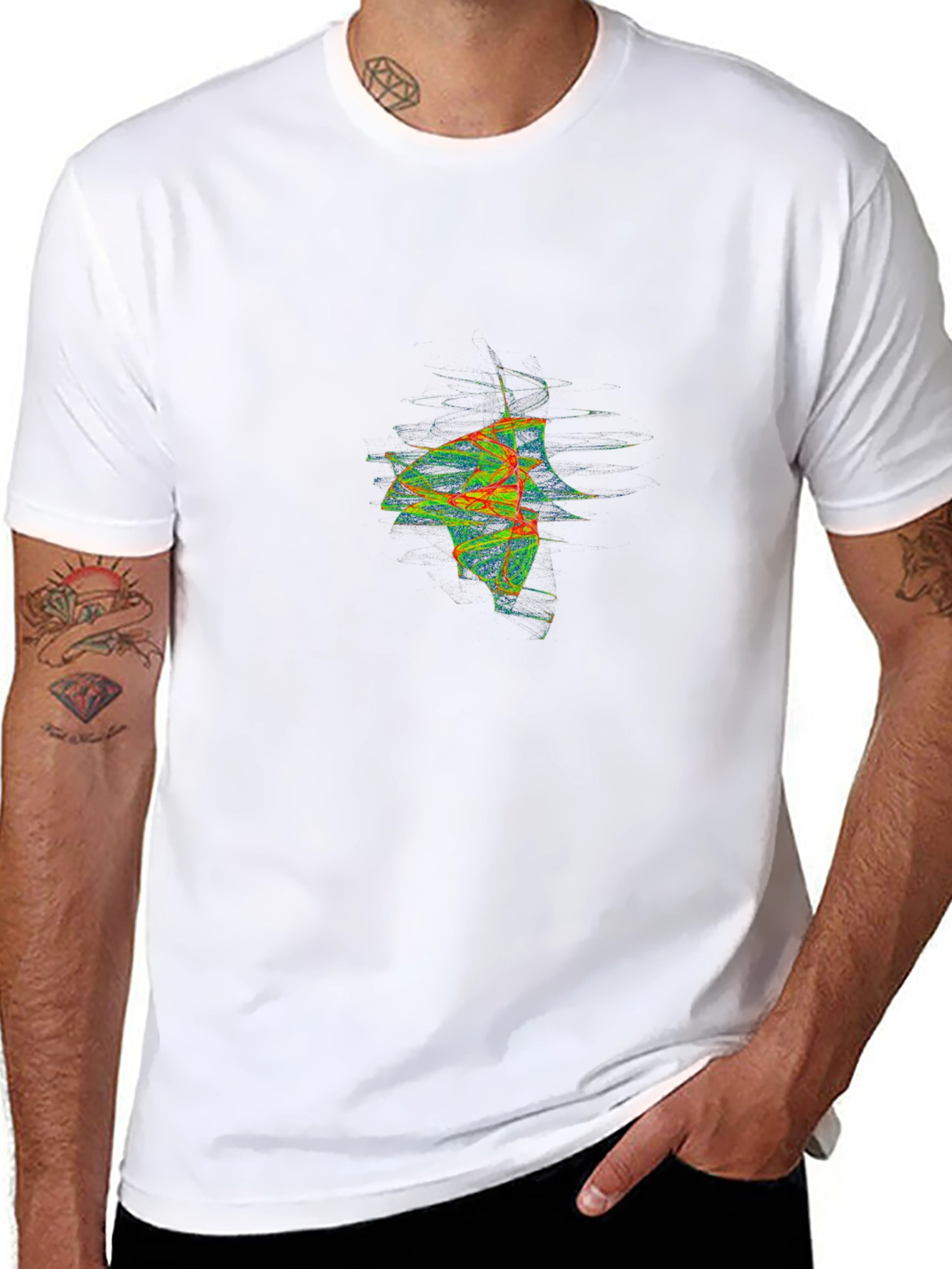 Abstract Fractal Graphic Black Tee