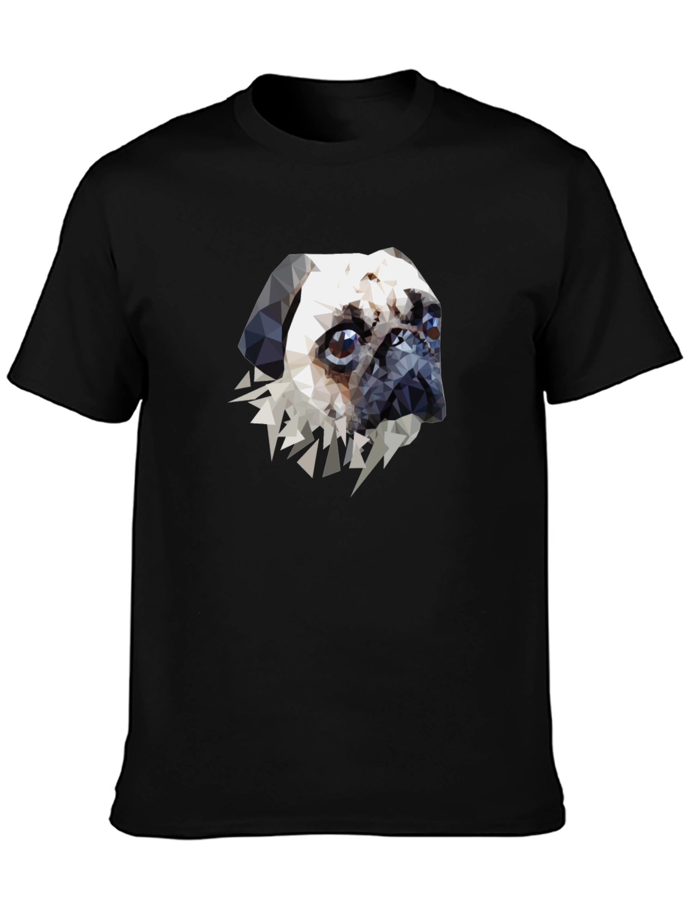 Geometric Pug Graphic Tee - Black