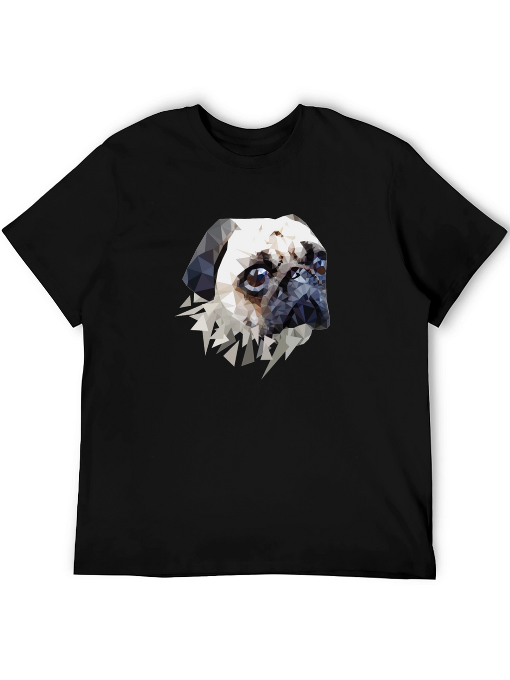 Geometric Pug Graphic Tee - Black