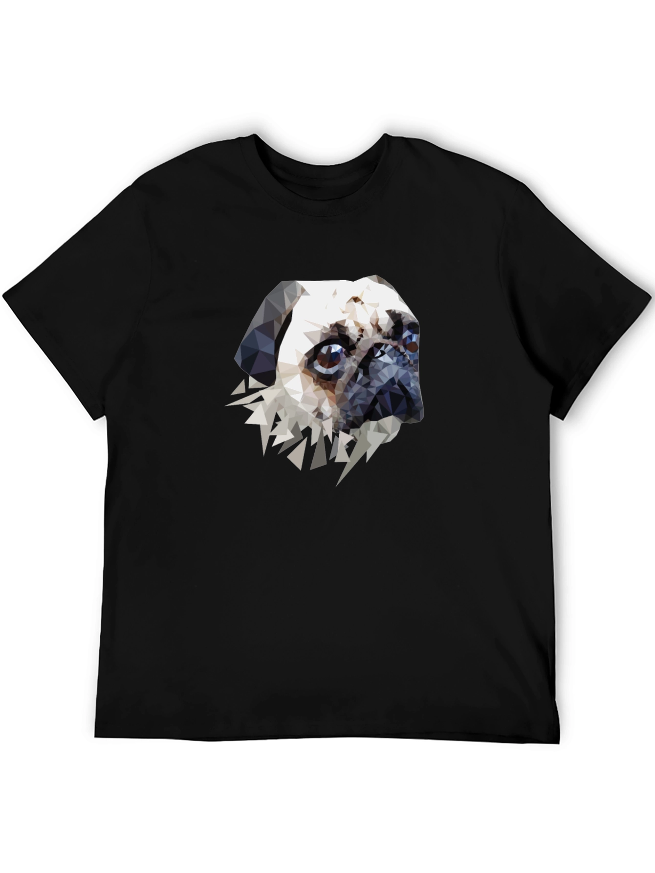 Geometric Pug Graphic Tee - Black