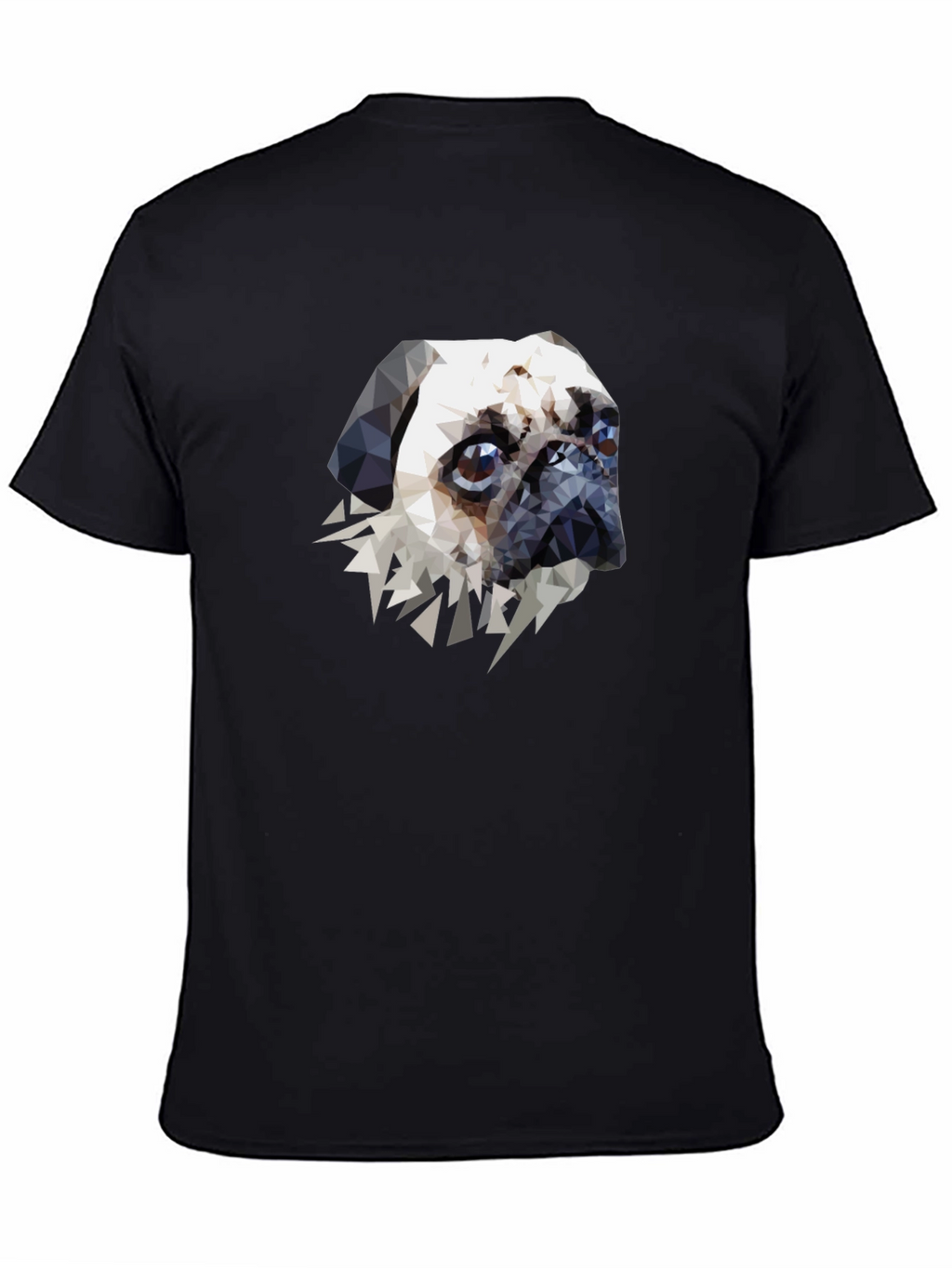 Geometric Pug Graphic Tee - Black