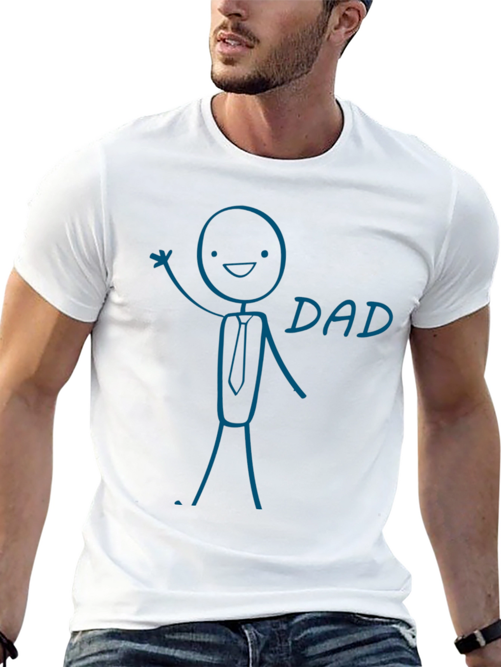 Funny Dad Graphic Tee - Stick Figure Design