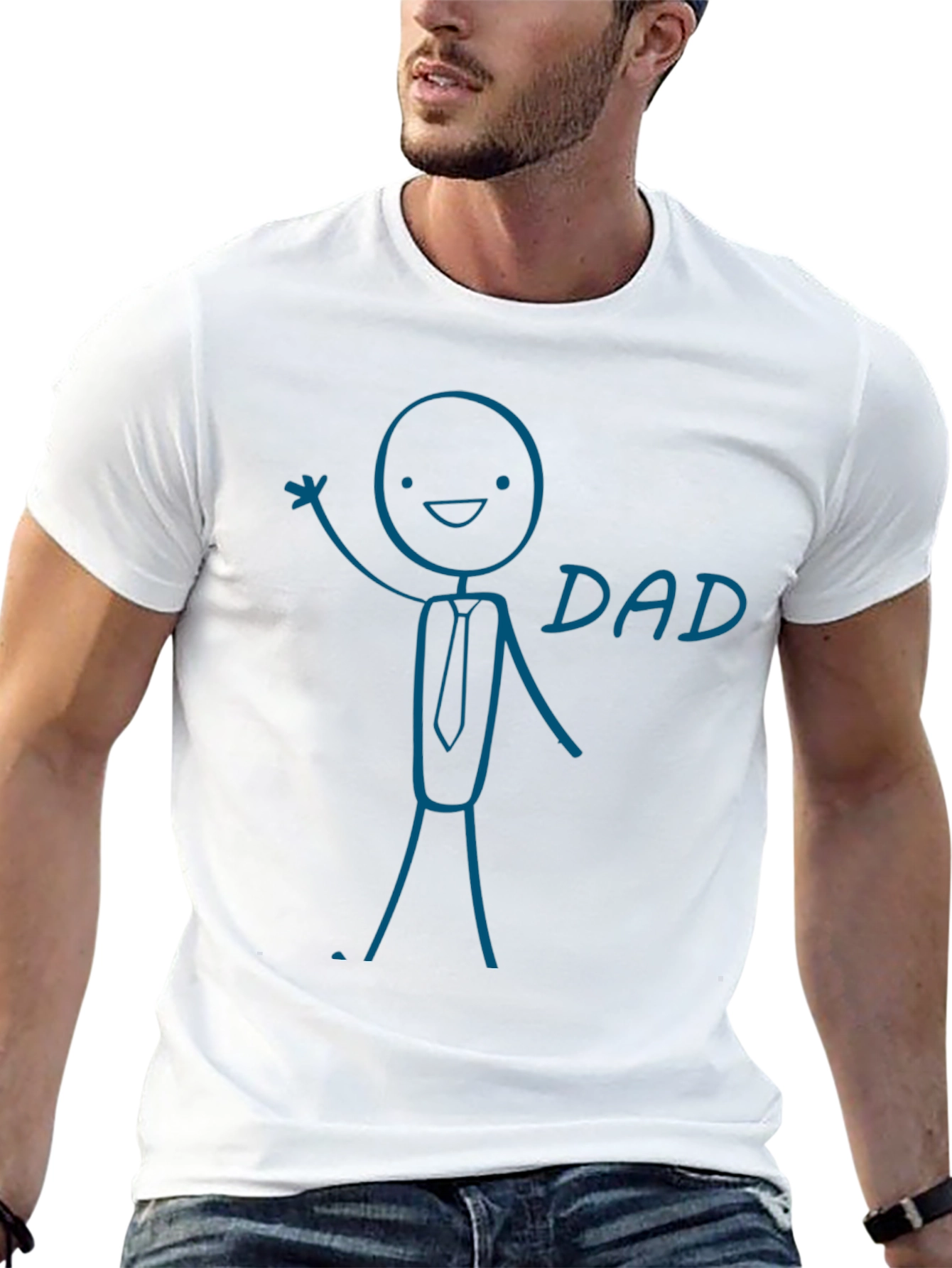 Funny Dad Graphic Tee - Stick Figure Design