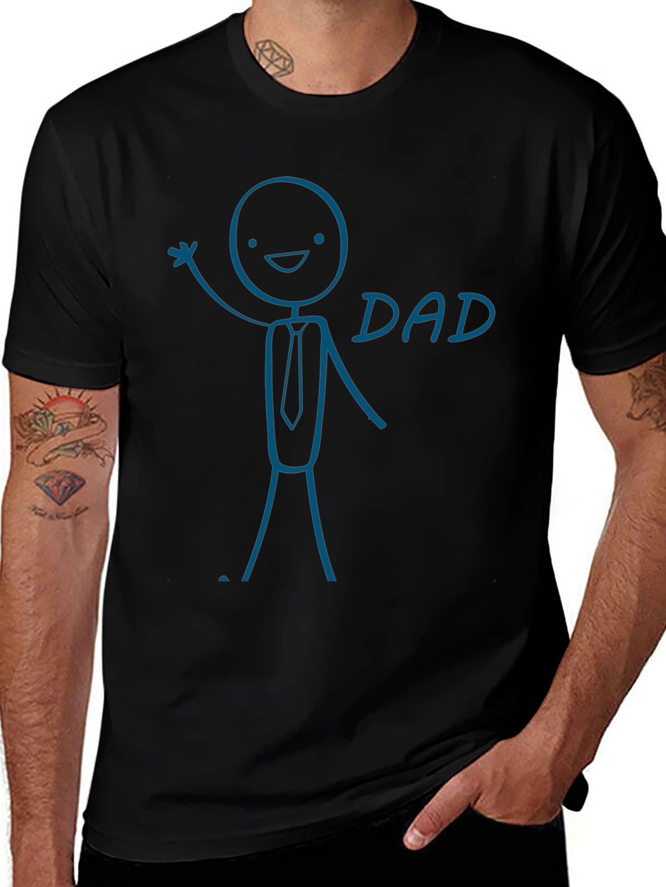 Funny Dad Graphic Tee - Stick Figure Design