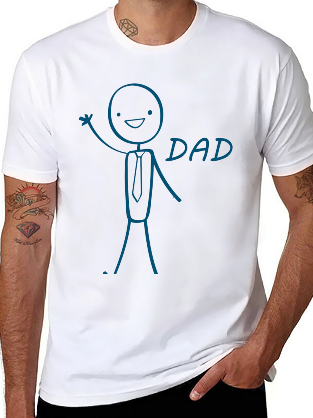 Funny Dad Graphic Tee - Stick Figure Design