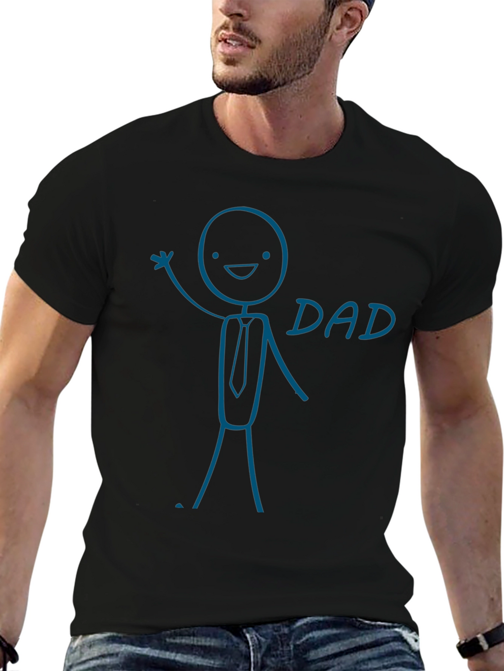 Funny Dad Graphic Tee - Stick Figure Design
