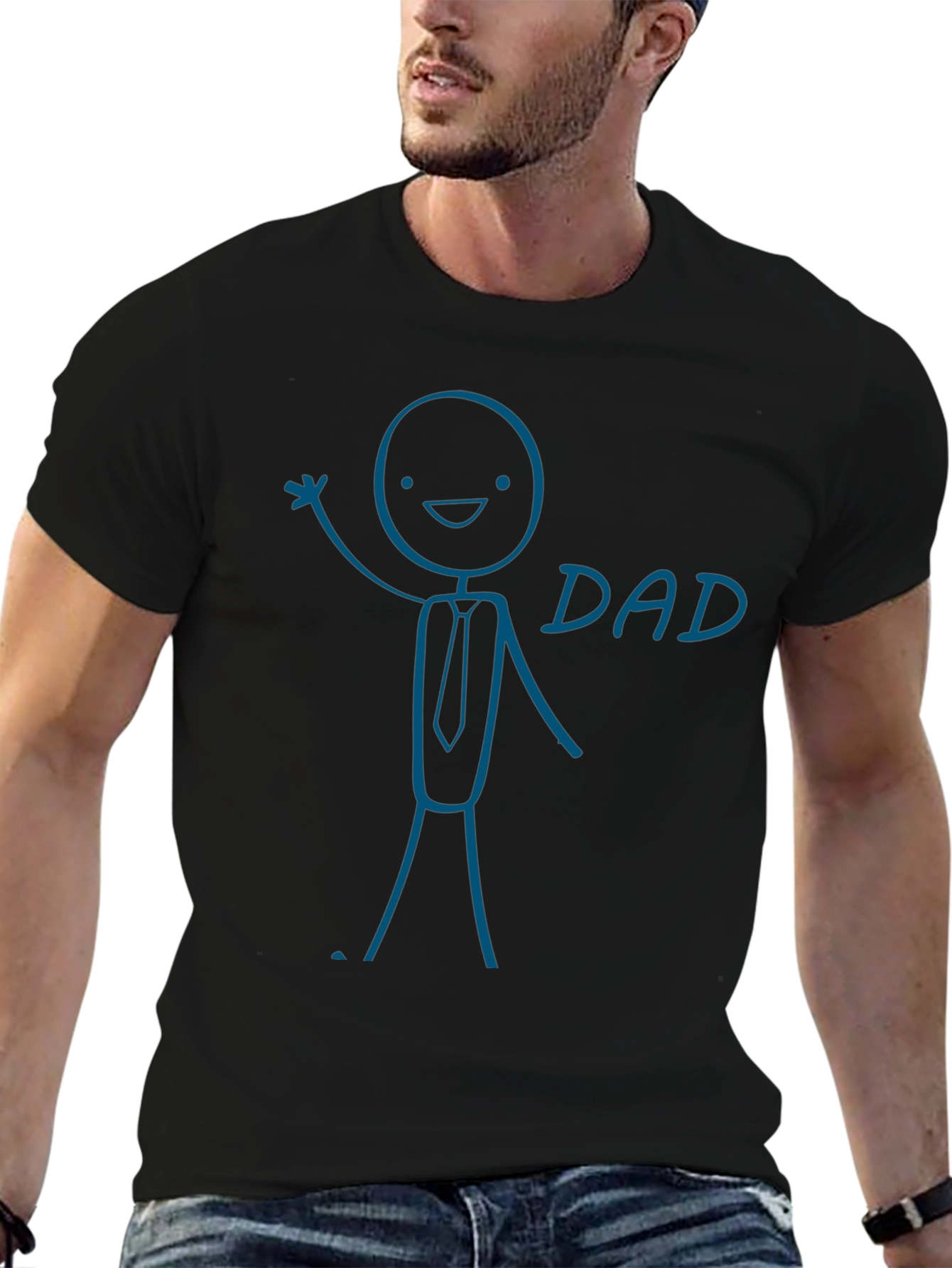 Funny Dad Graphic Tee - Stick Figure Design