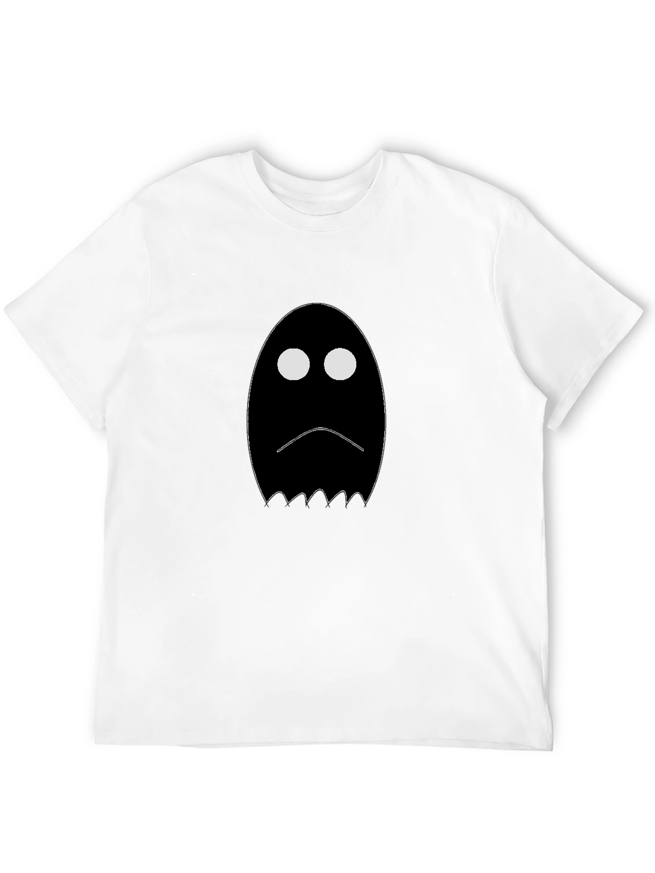 Sad Ghost Graphic T-Shirt - Black Cotton Tee