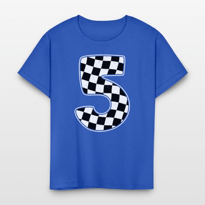 5th Birthday Checkered Number 5 Car Racing Flag