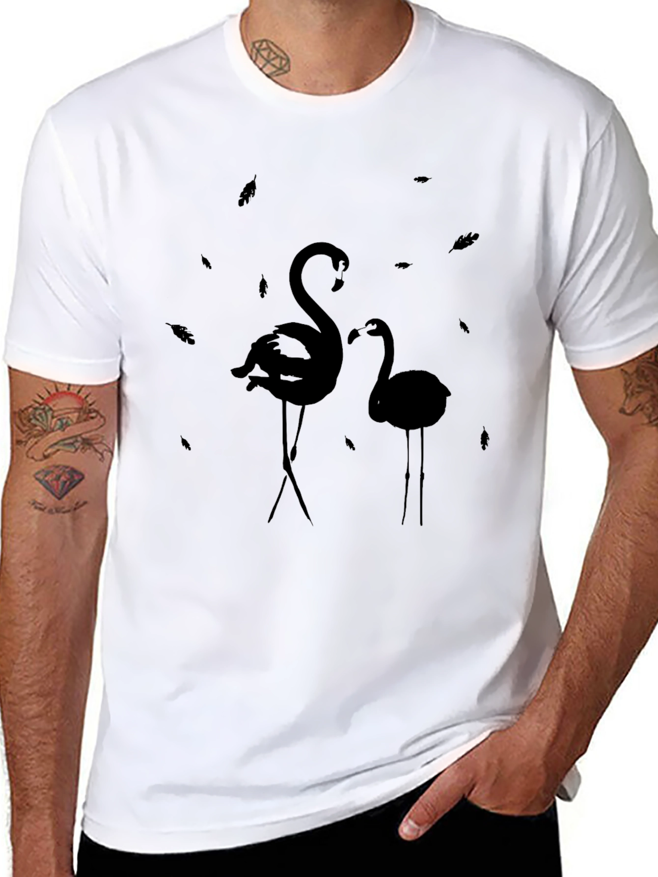 Stylish Black Flamingo Graphic Tee