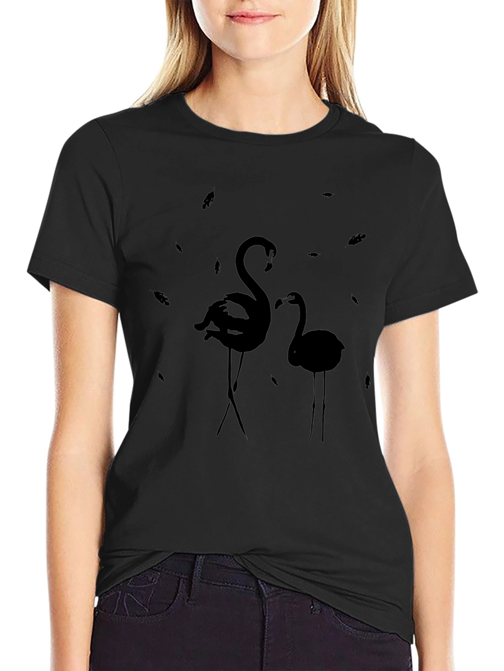 Stylish Black Flamingo Graphic Tee