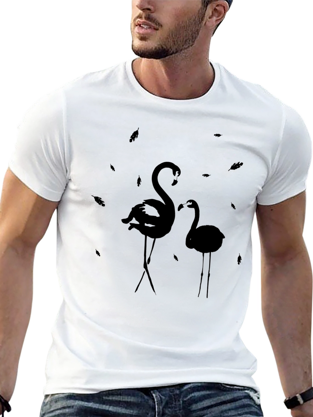 Stylish Black Flamingo Graphic Tee