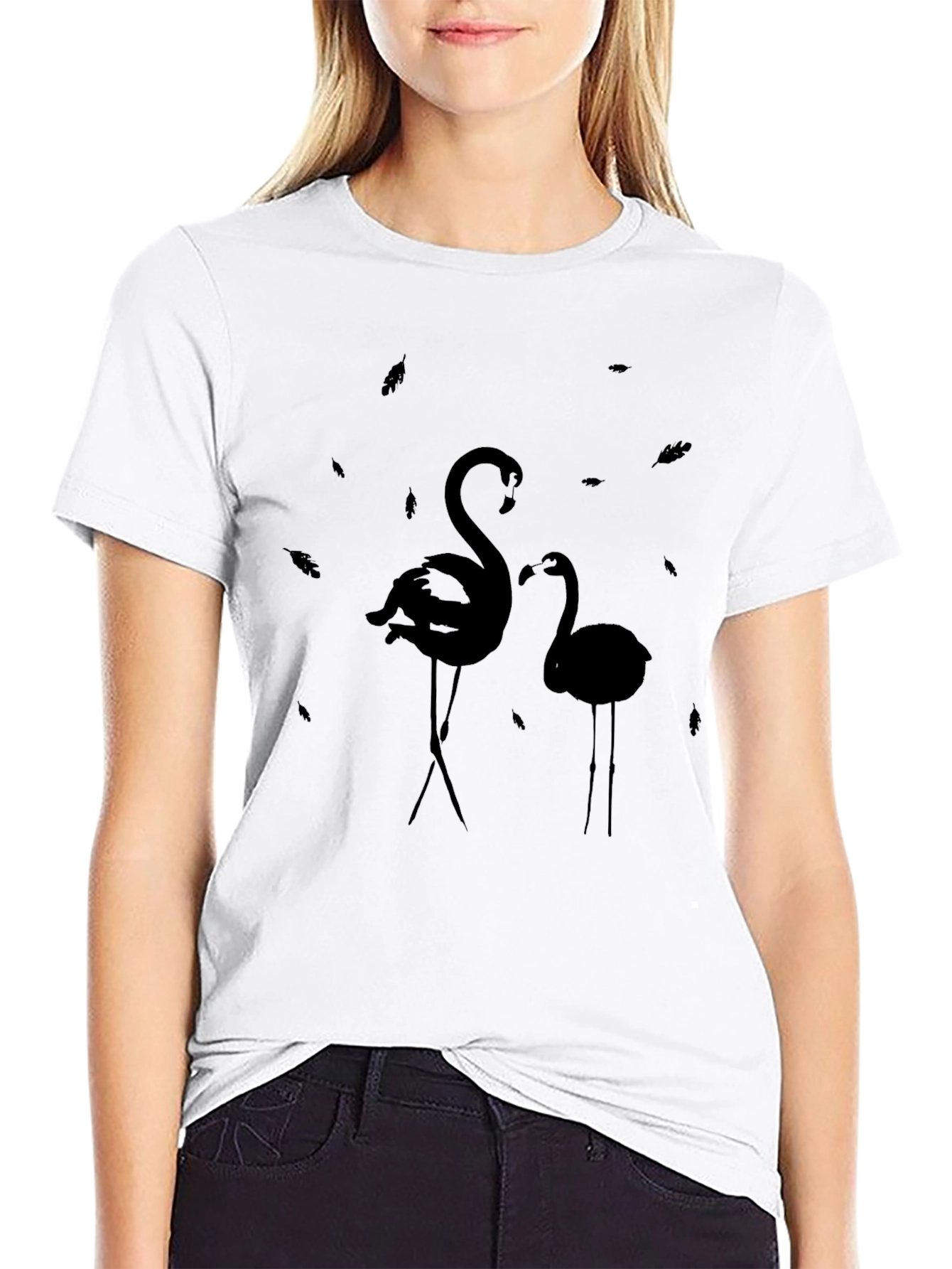 Stylish Black Flamingo Graphic Tee