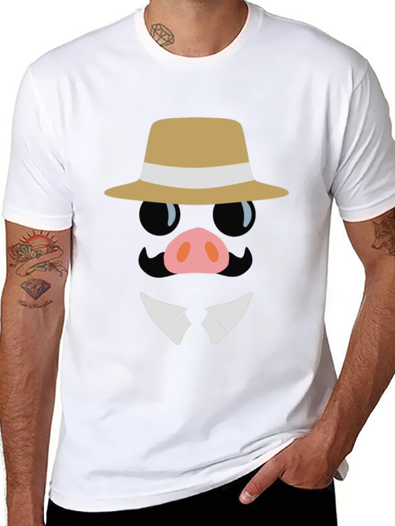 Dapper Pig T-Shirt - Cartoon Character
