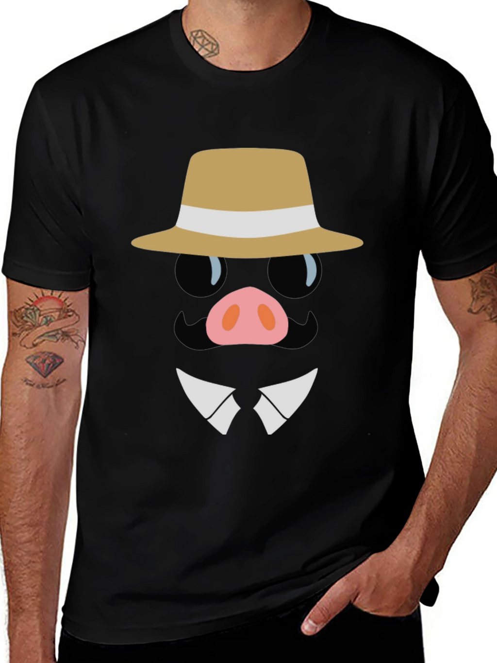 Dapper Pig T-Shirt - Cartoon Character