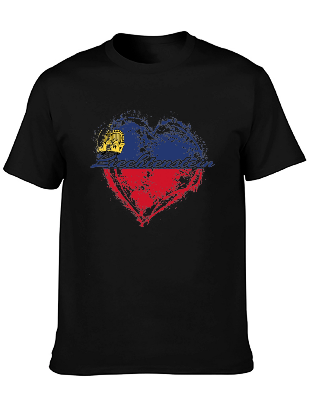 Liechtenstein Flag Heart T-Shirt - Black