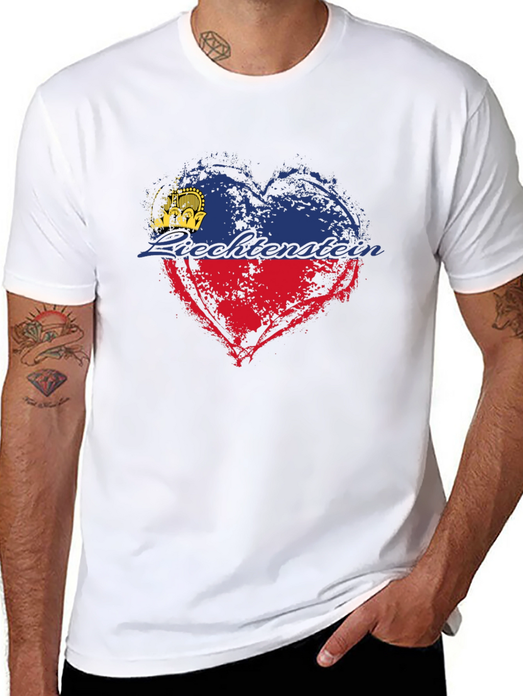 Liechtenstein Flag Heart T-Shirt - Black