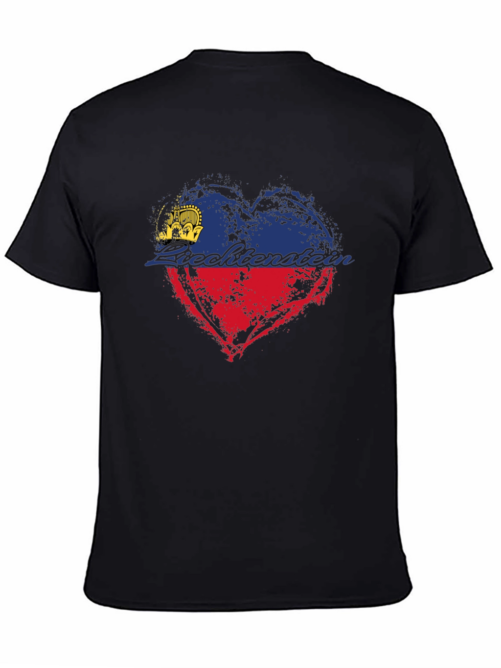 Liechtenstein Flag Heart T-Shirt - Black