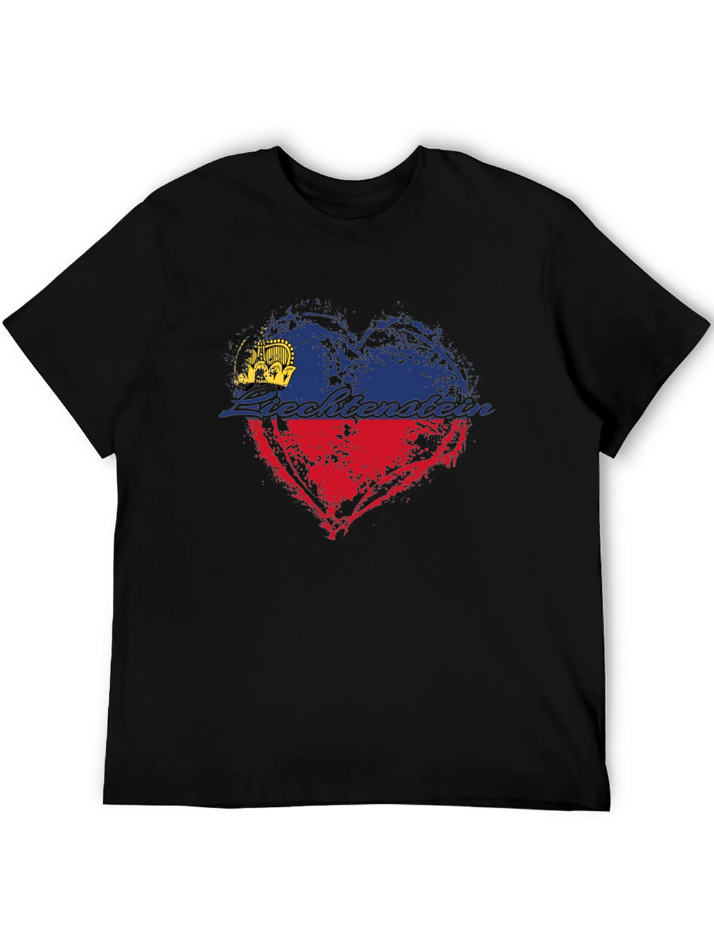 Liechtenstein Flag Heart T-Shirt - Black