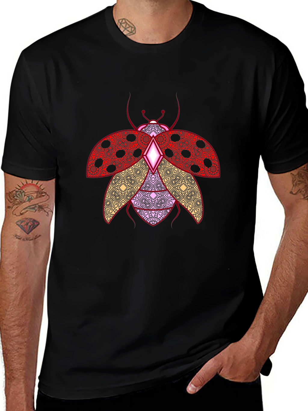 Ladybug Print Crew Neck T-Shirt