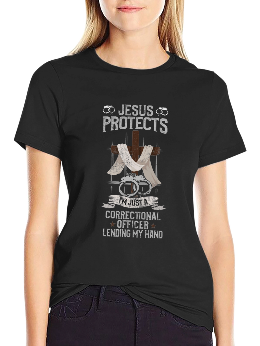 Jesus Protects Correctional Officer Graphic T-Shirt