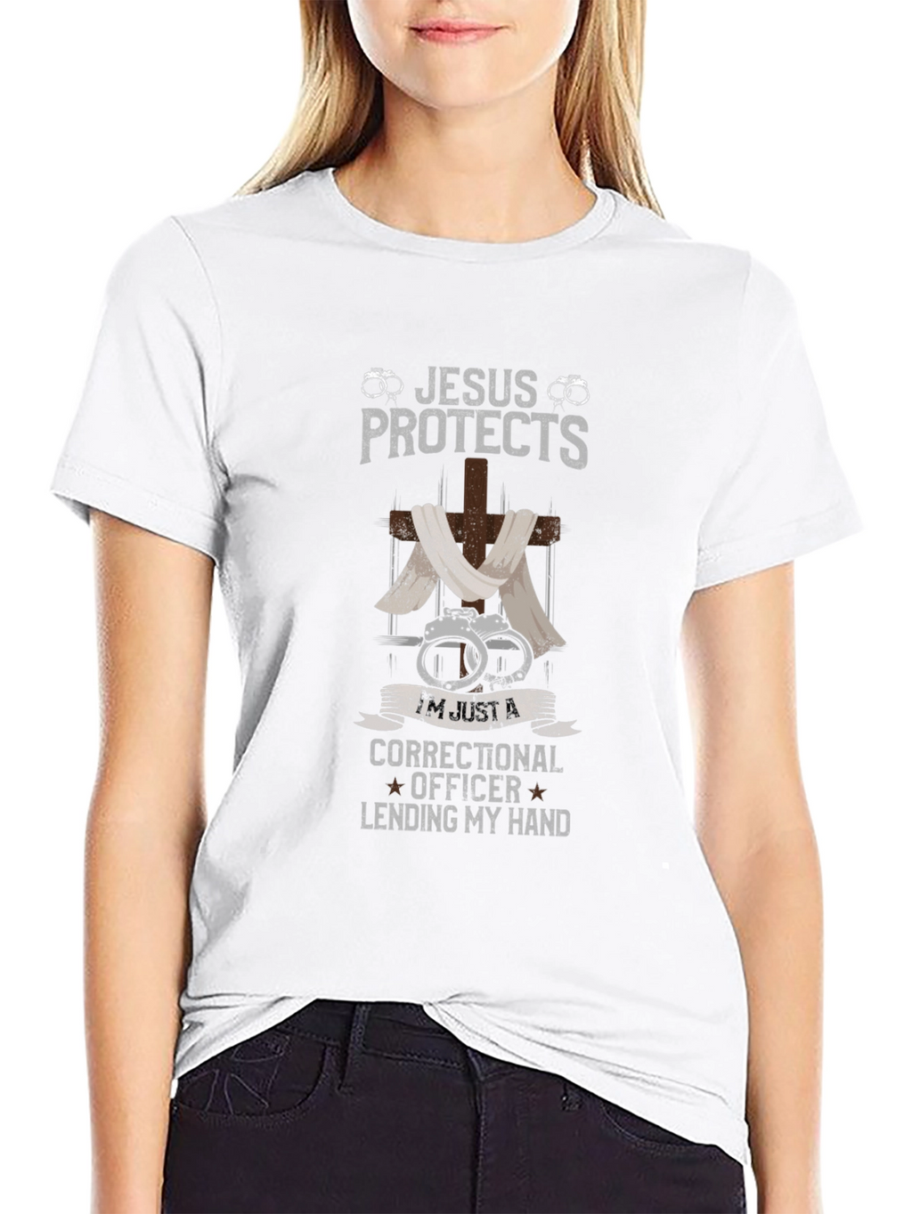 Jesus Protects Correctional Officer Graphic T-Shirt