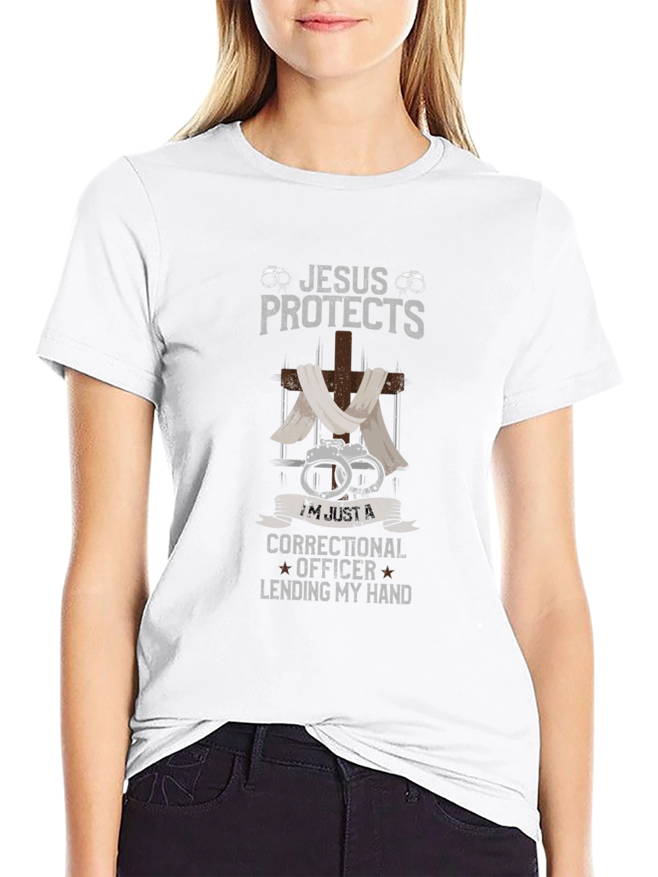 Jesus Protects Correctional Officer Graphic T-Shirt