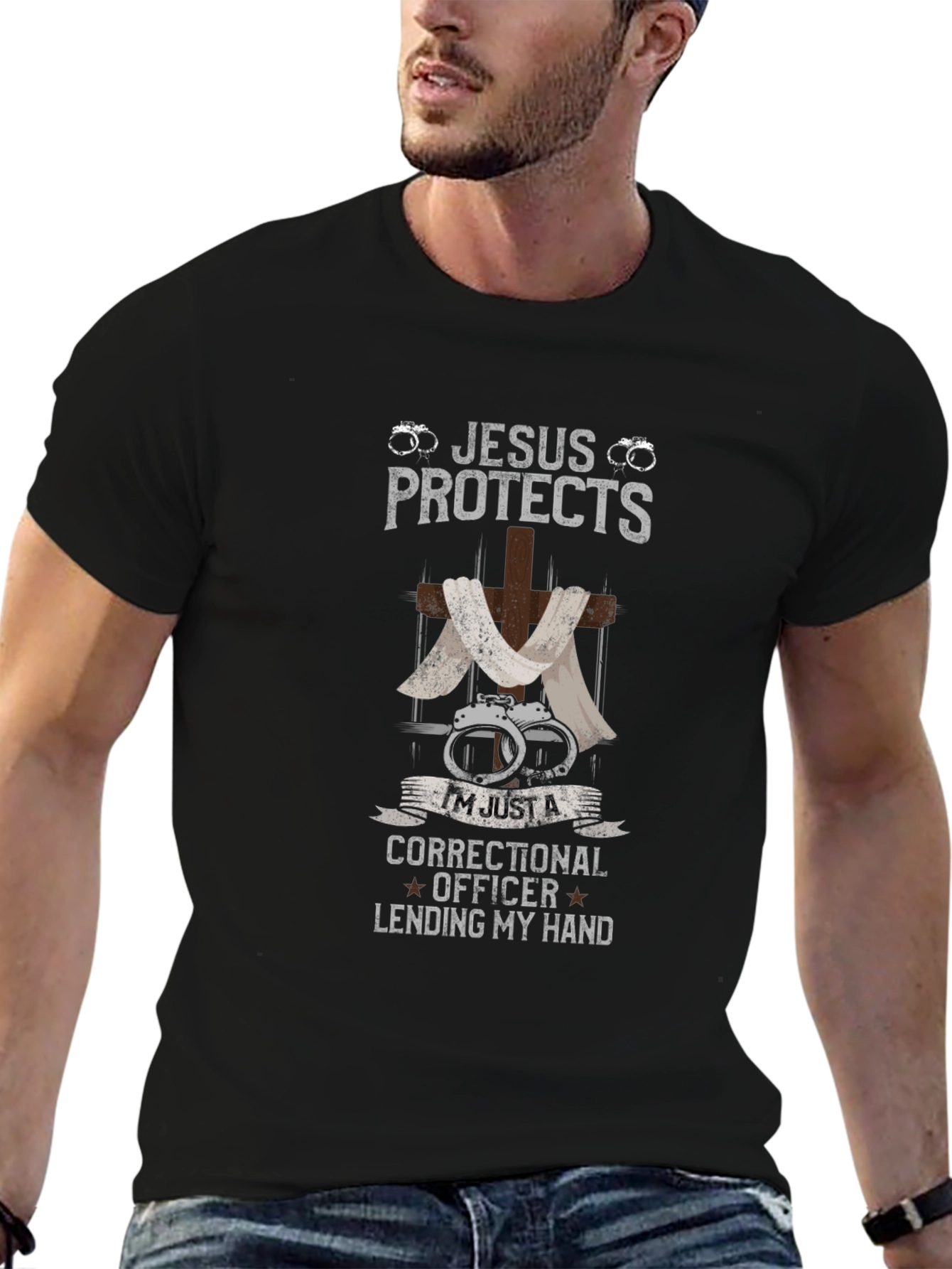 Jesus Protects Correctional Officer Graphic T-Shirt