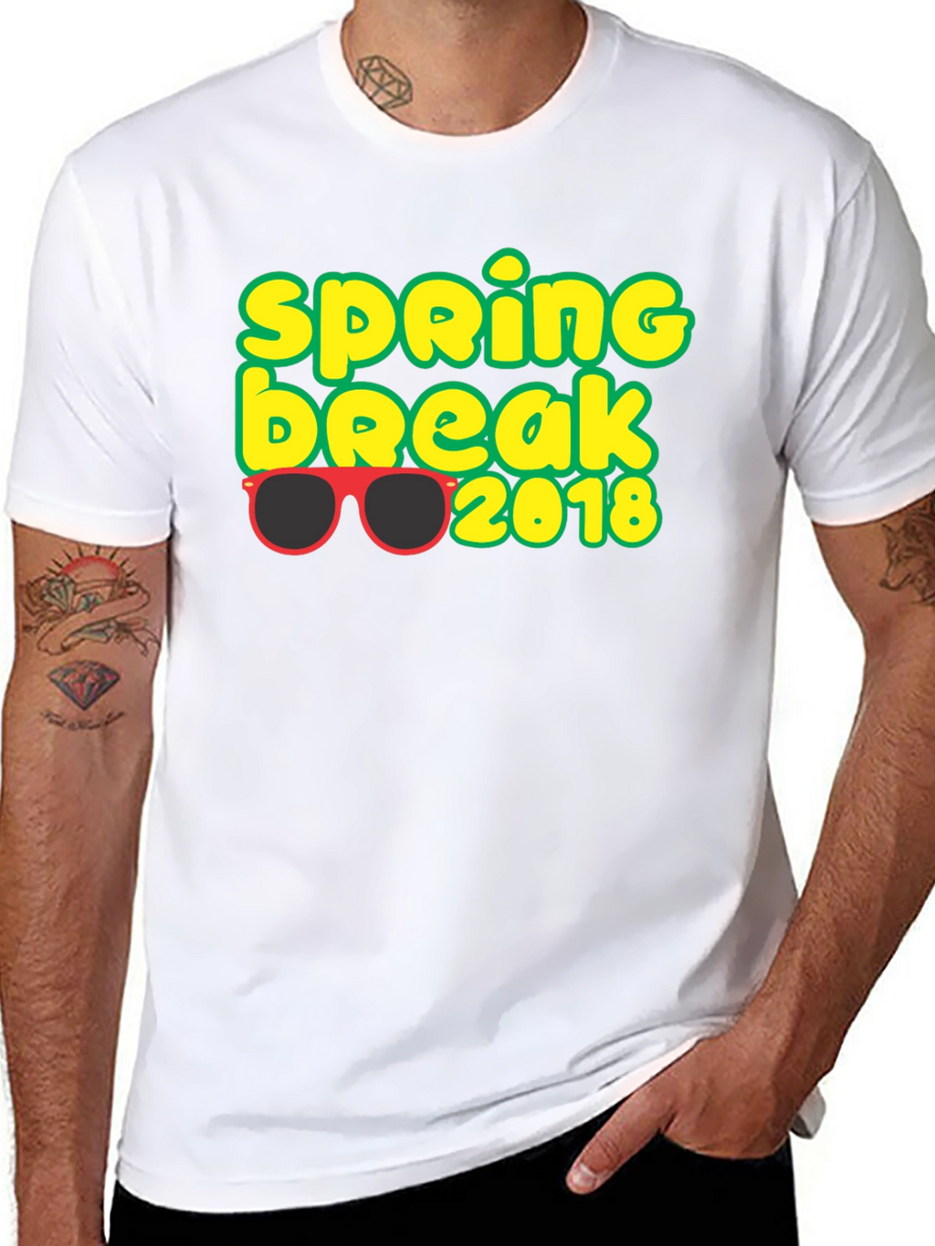 Spring Break 2018 T-Shirt with Sunglasses Graphic Black