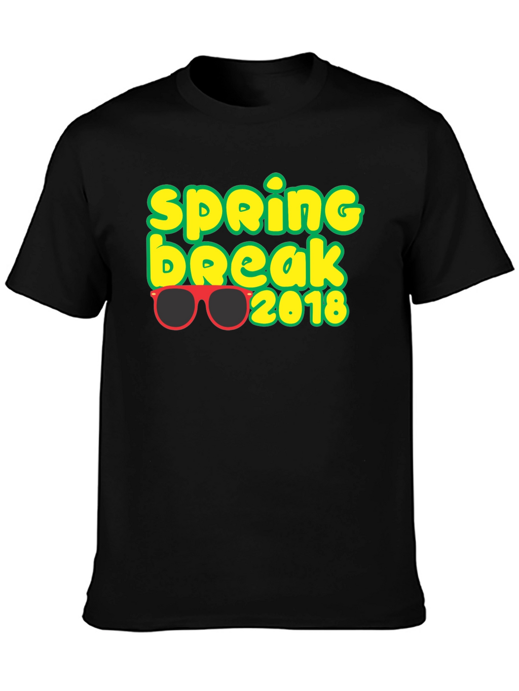 Spring Break 2018 T-Shirt with Sunglasses Graphic Black