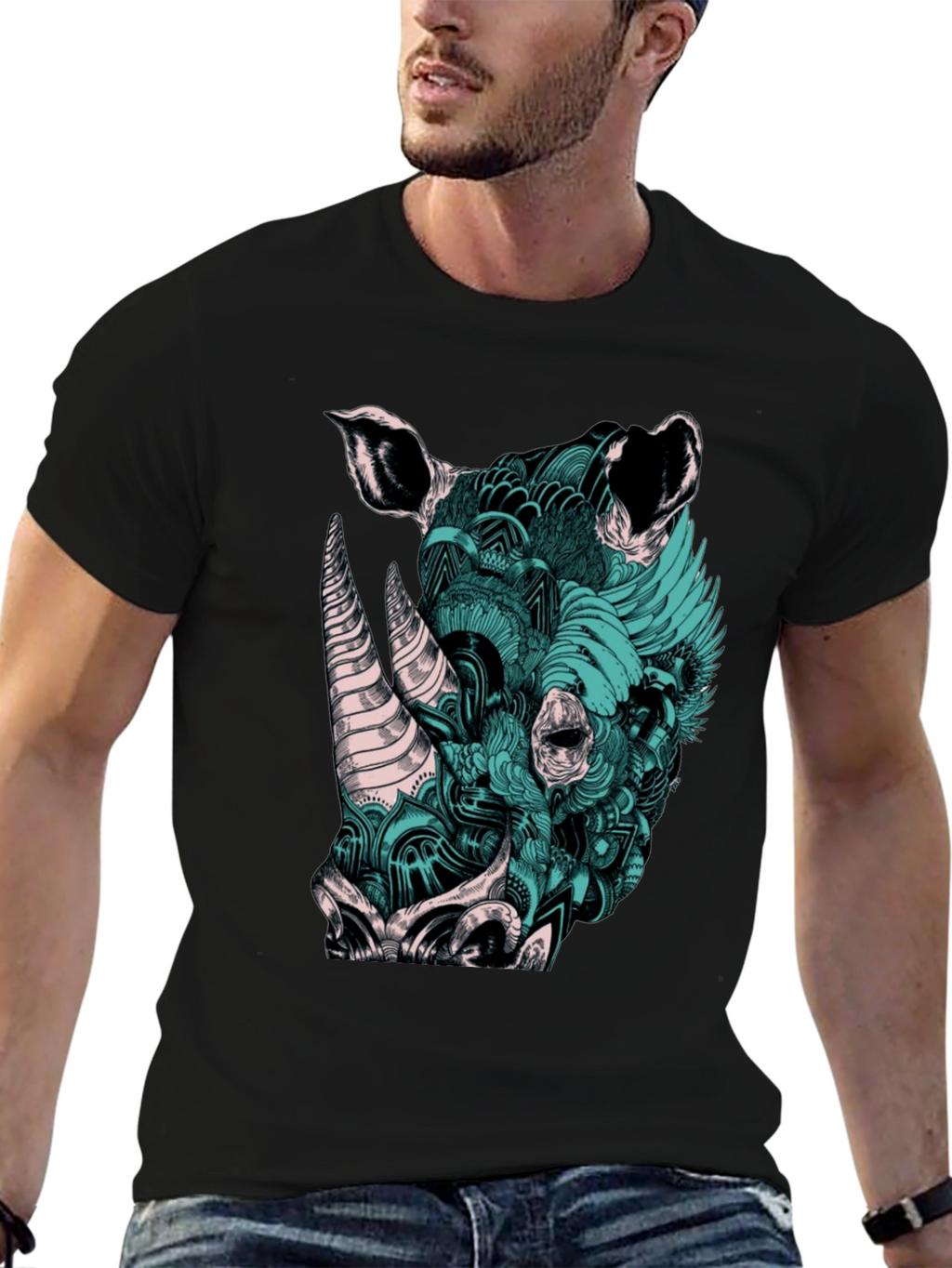 Rhinoceros Graphic Print T-Shirt