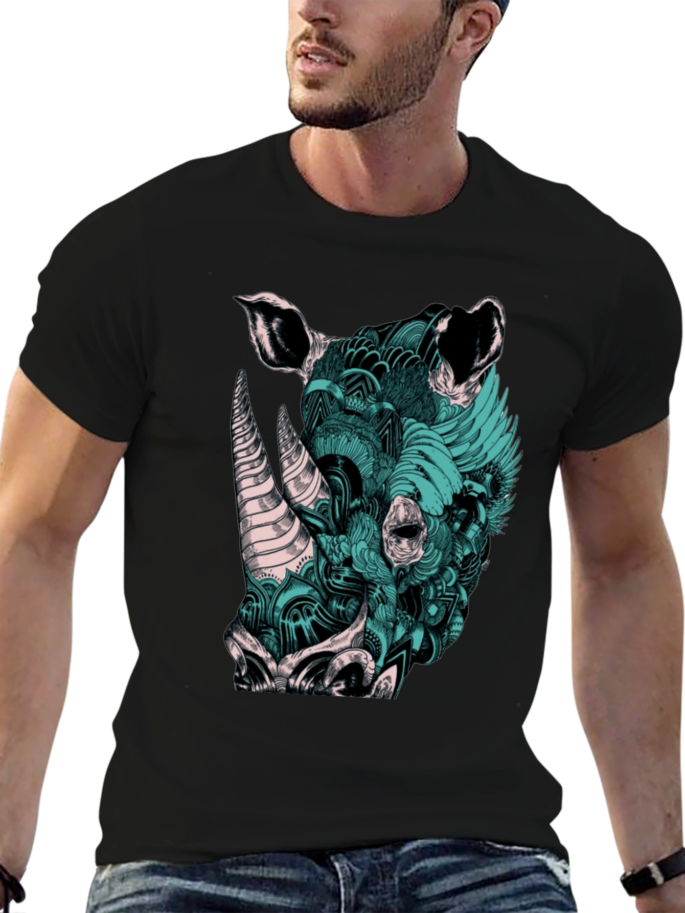 Rhinoceros Graphic Print T-Shirt