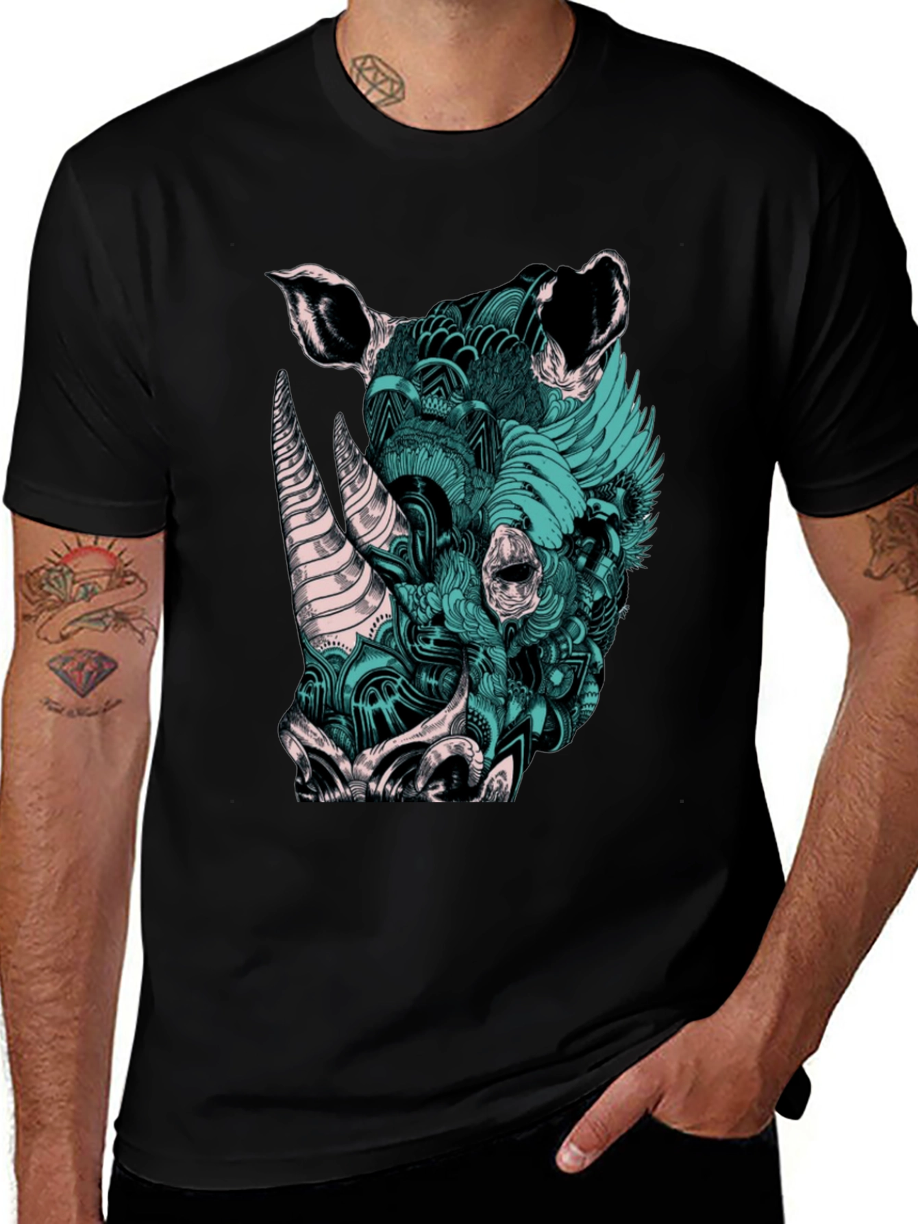 Rhinoceros Graphic Print T-Shirt