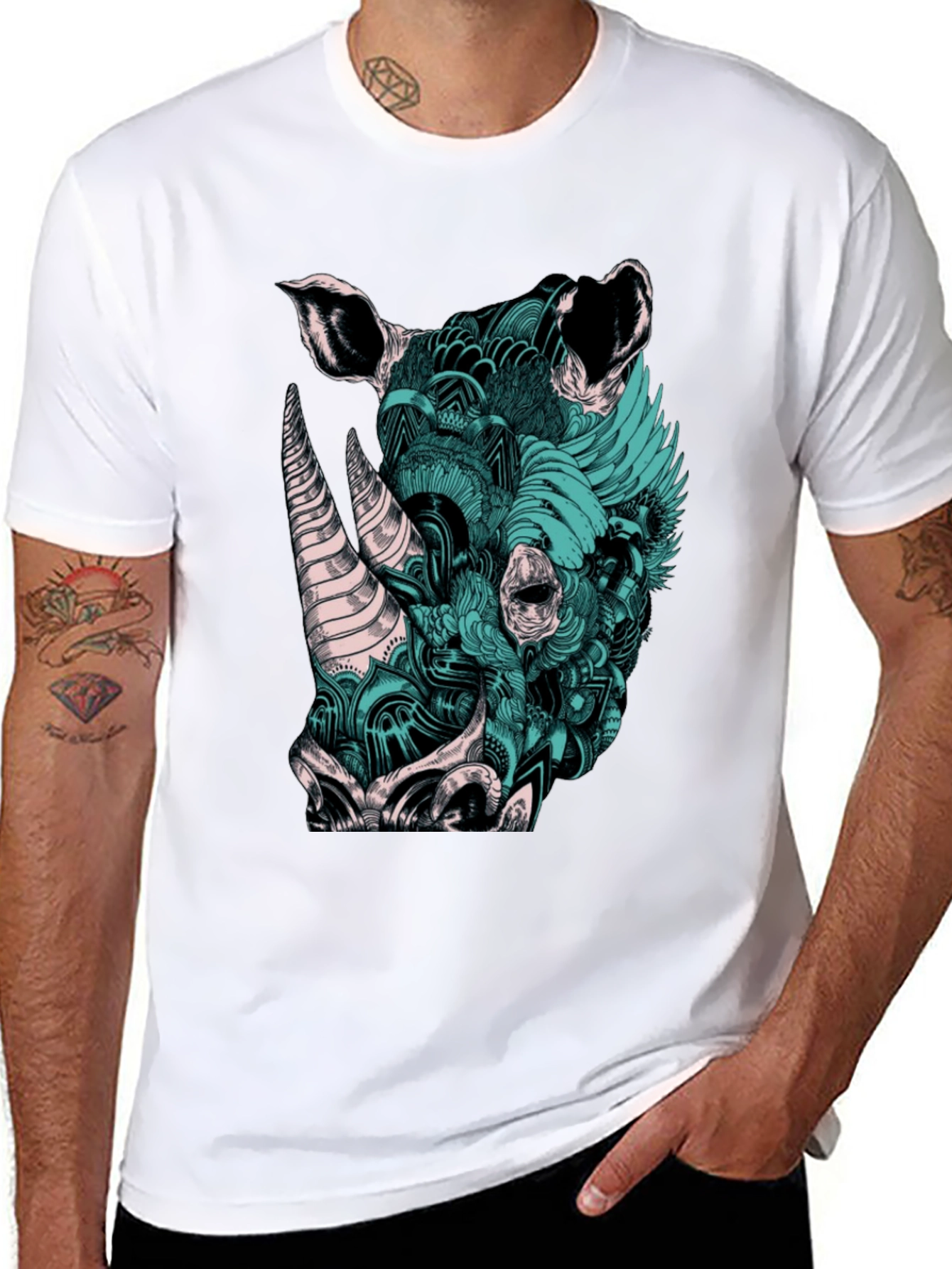 Rhinoceros Graphic Print T-Shirt