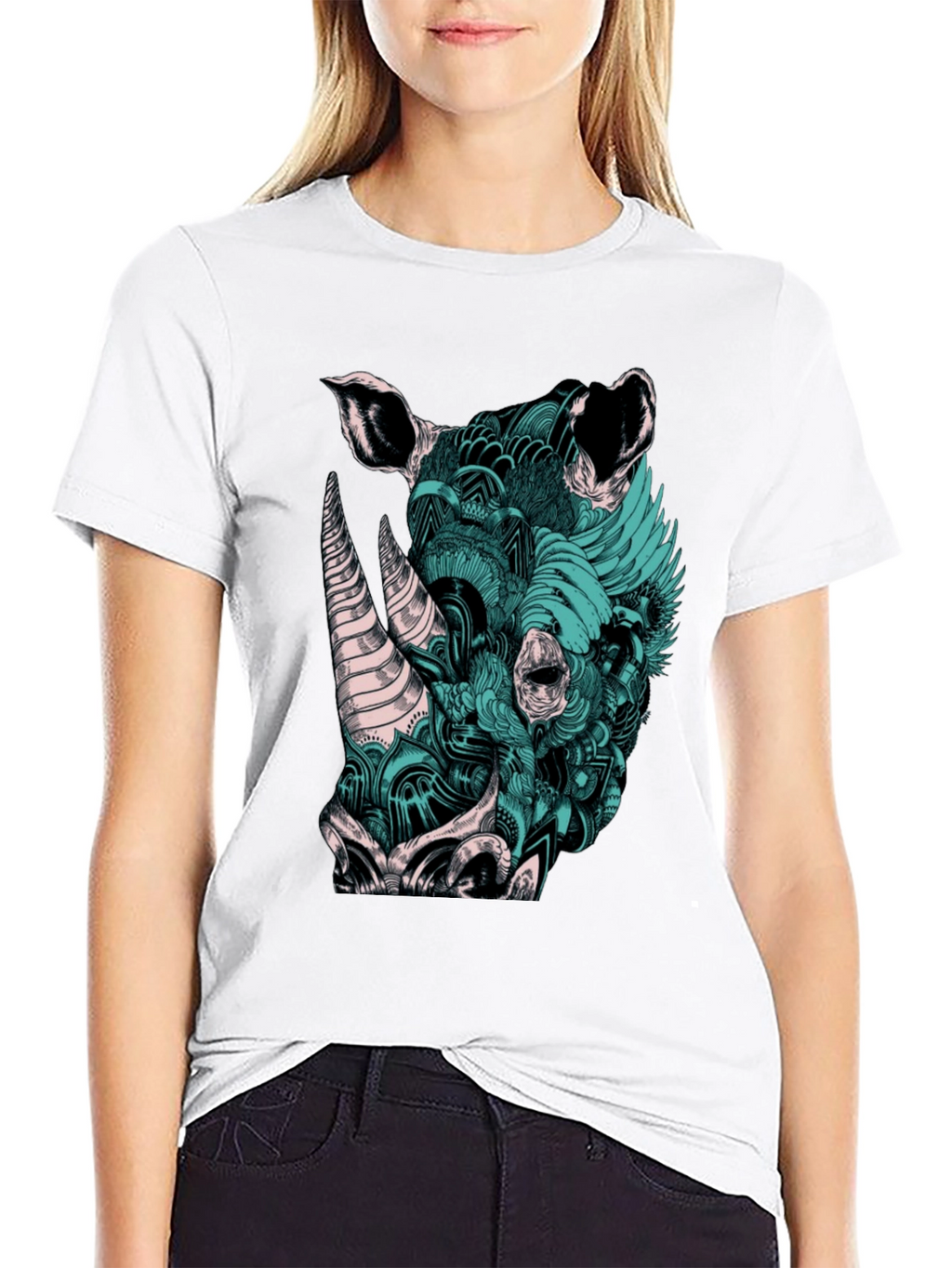 Rhinoceros Graphic Print T-Shirt