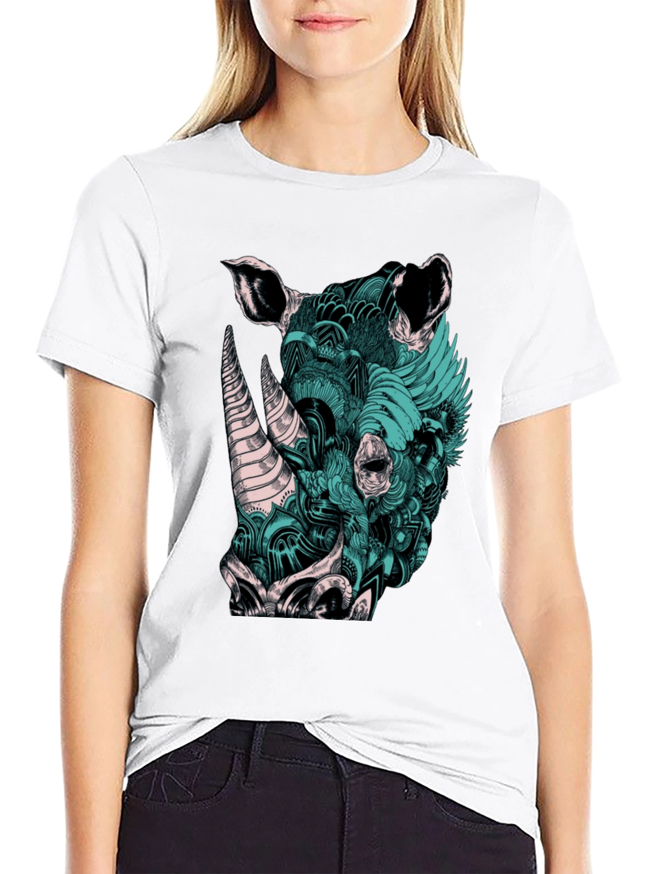 Rhinoceros Graphic Print T-Shirt