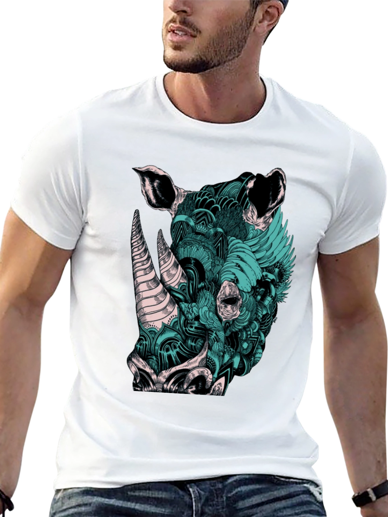 Rhinoceros Graphic Print T-Shirt