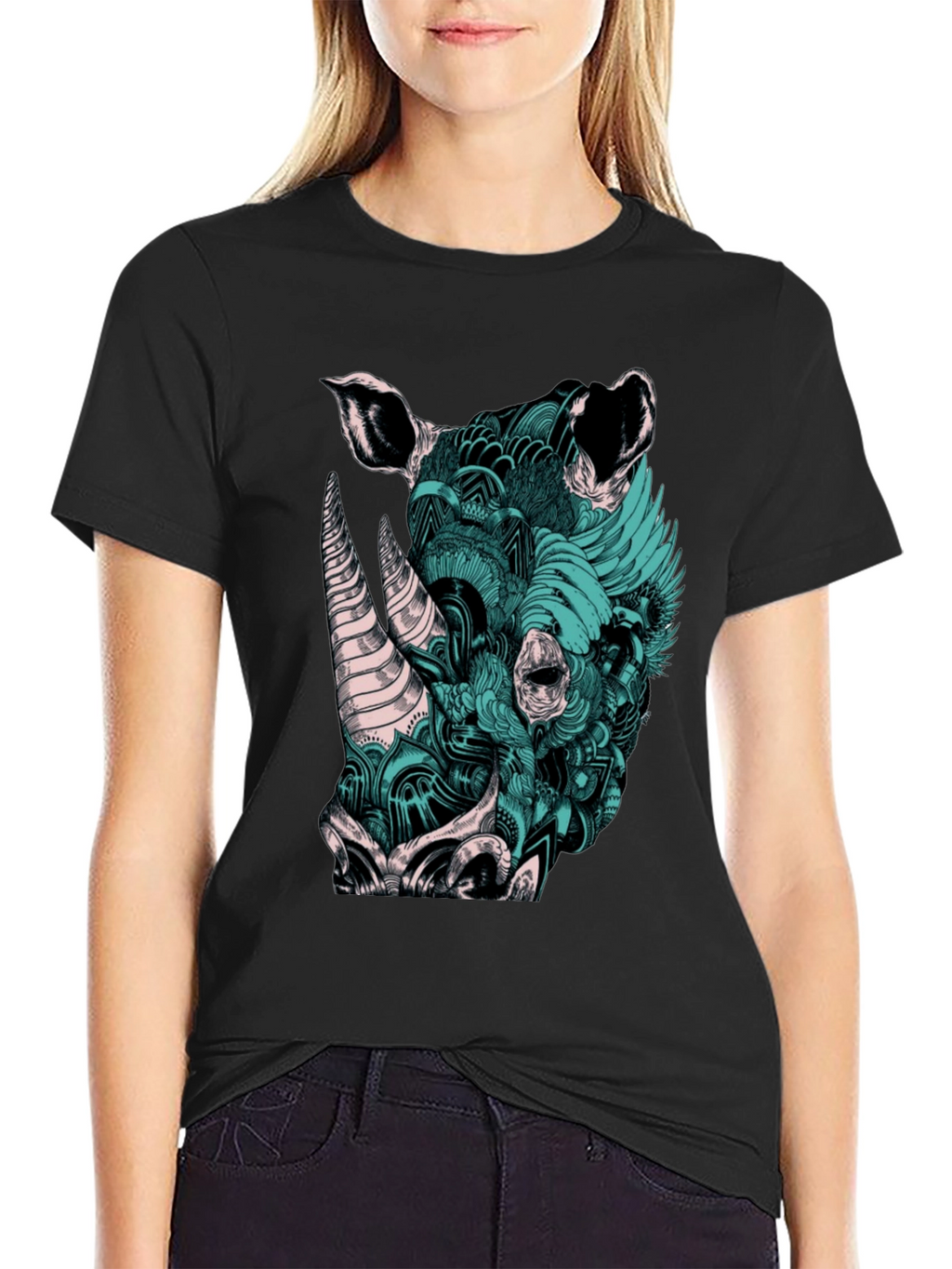 Rhinoceros Graphic Print T-Shirt