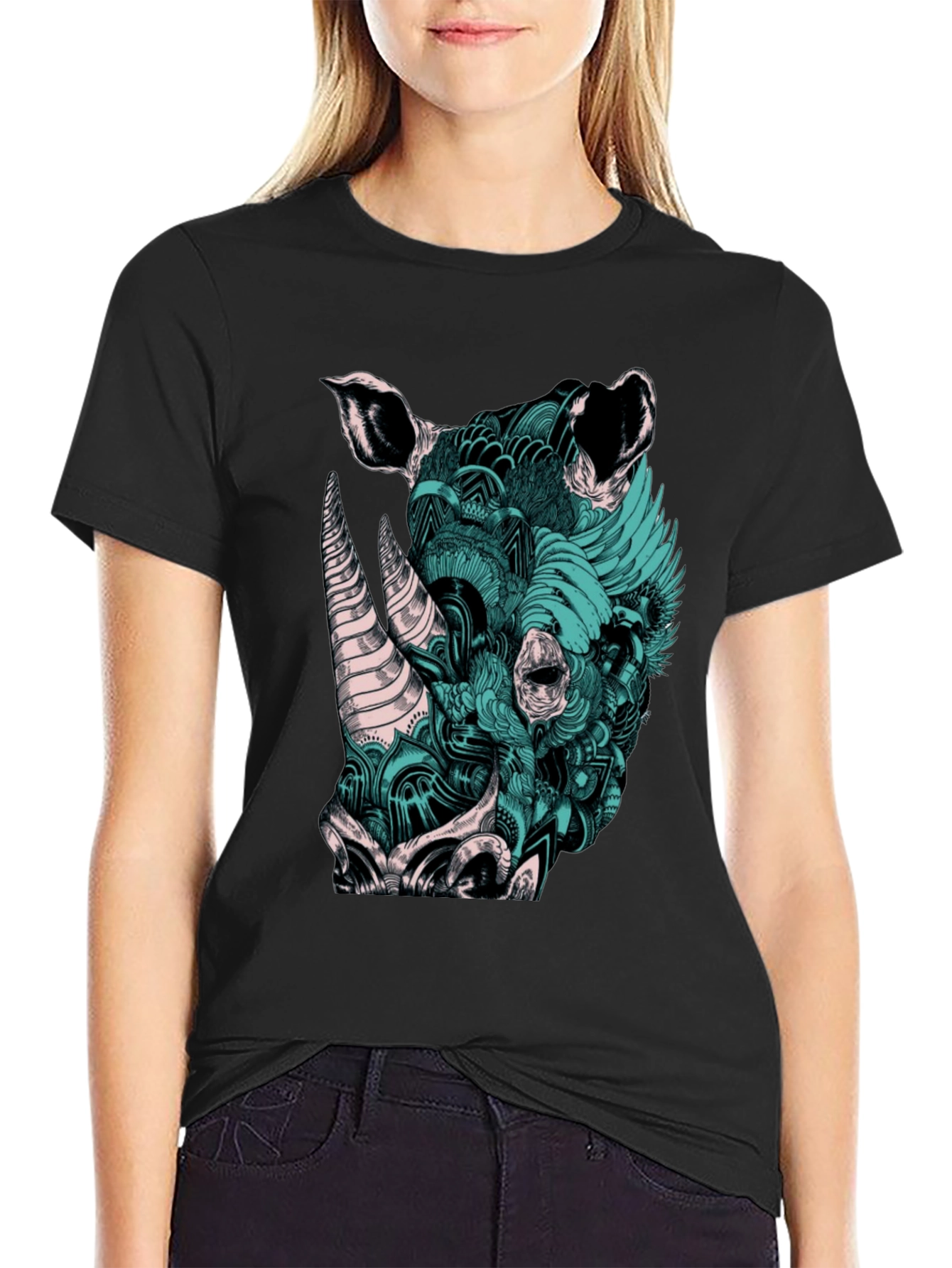 Rhinoceros Graphic Print T-Shirt