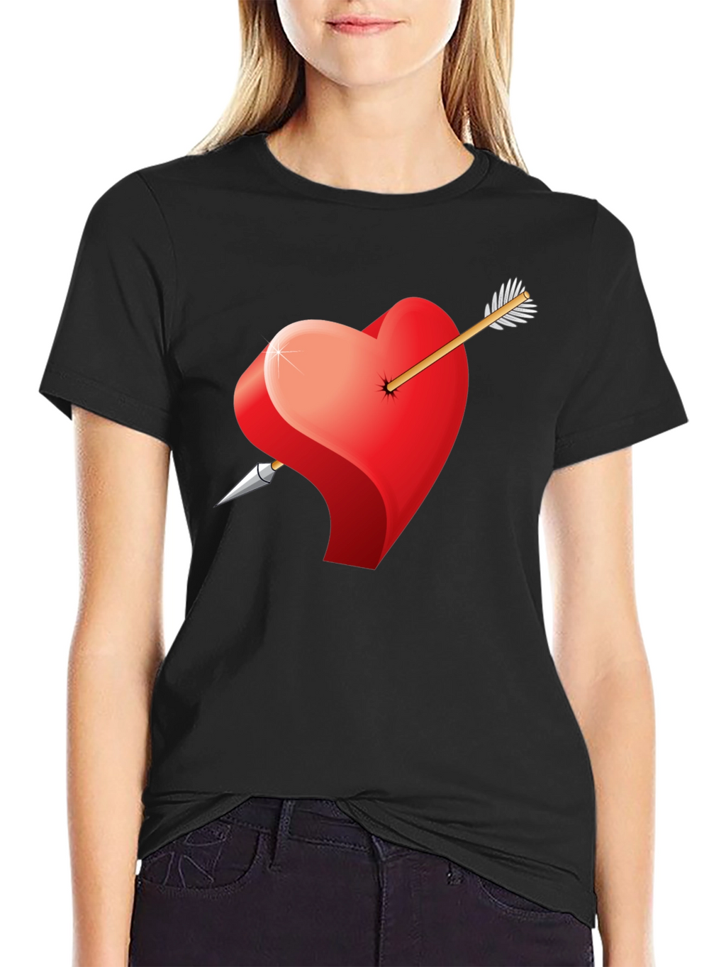 Heart & Arrow Graphic Black Tee